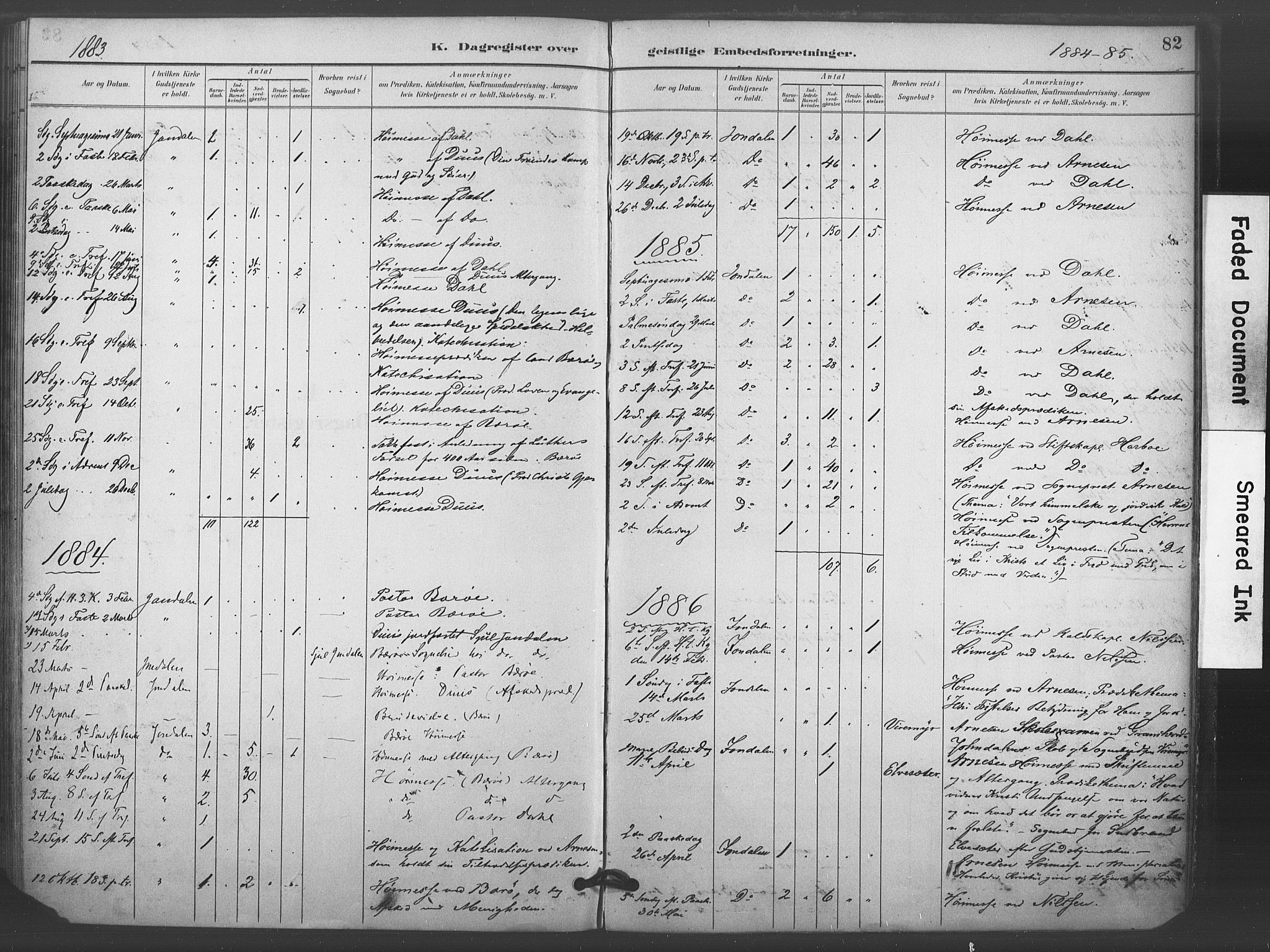 Kongsberg kirkebøker, AV/SAKO-A-22/F/Fc/L0001: Parish register (official) no. III 1, 1883-1897, p. 82