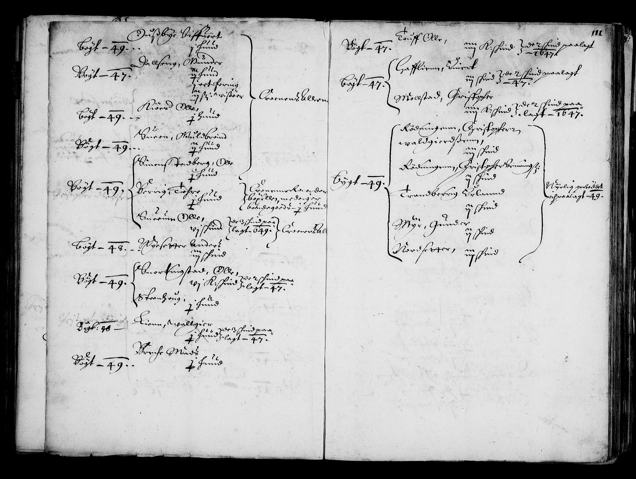 Rentekammeret inntil 1814, Realistisk ordnet avdeling, AV/RA-EA-4070/N/Na/L0001: [XI f]: Akershus stifts jordebok, 1652, p. 110b-111a