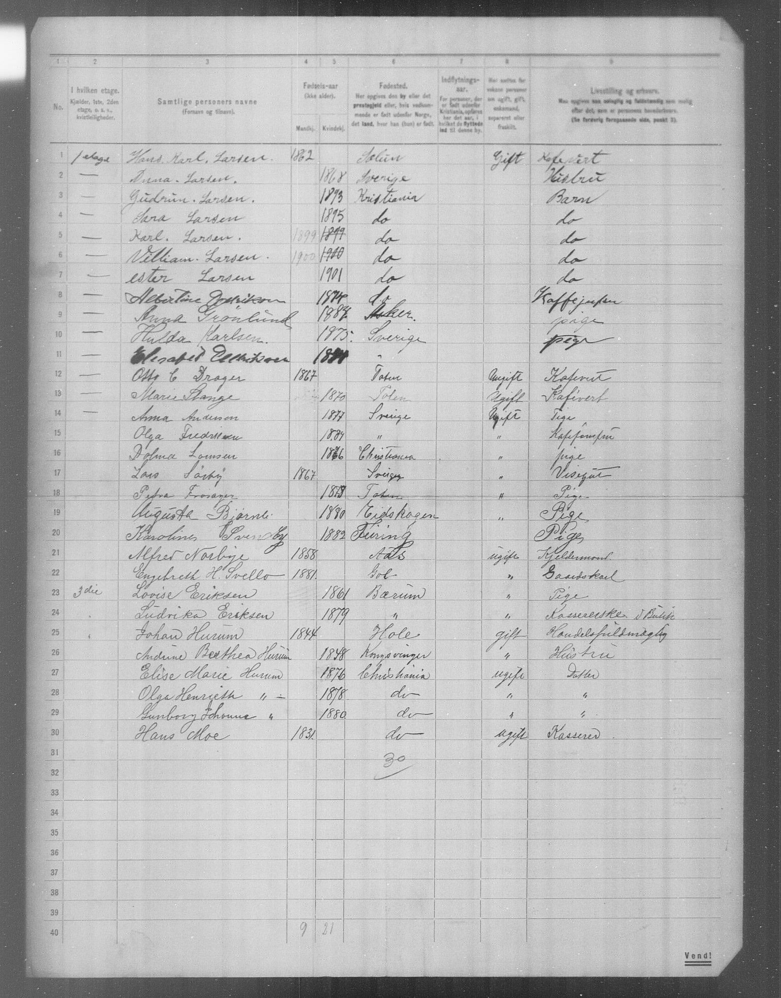 OBA, Municipal Census 1904 for Kristiania, 1904, p. 19464