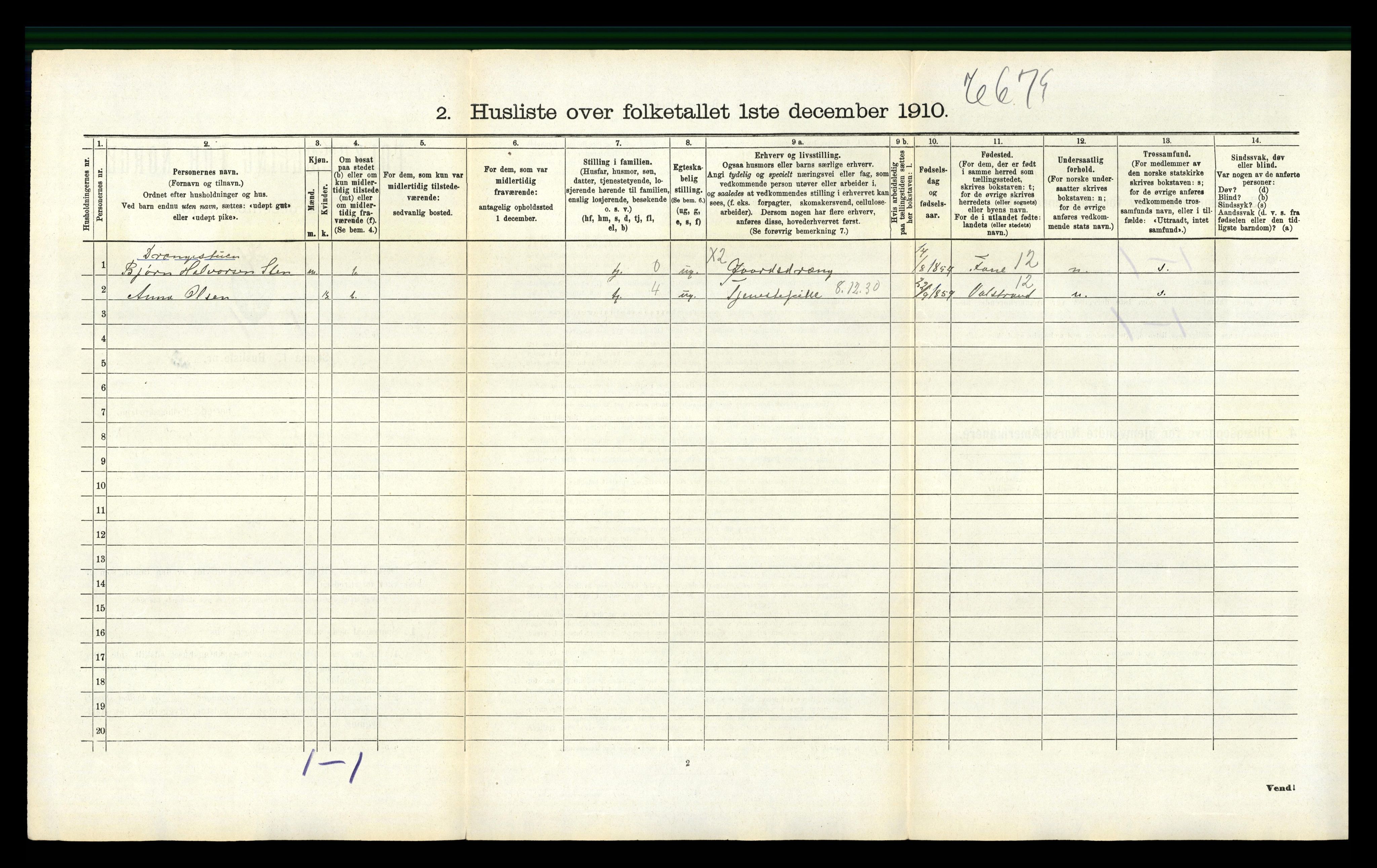 RA, 1910 census for Årstad, 1910, p. 201