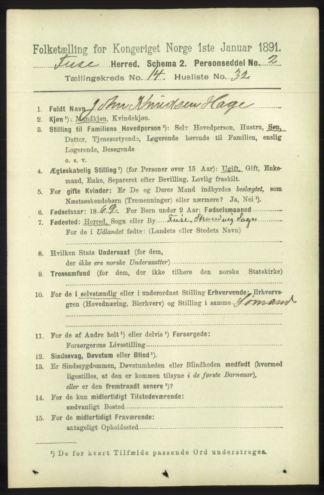 RA, 1891 census for 1241 Fusa, 1891, p. 3358