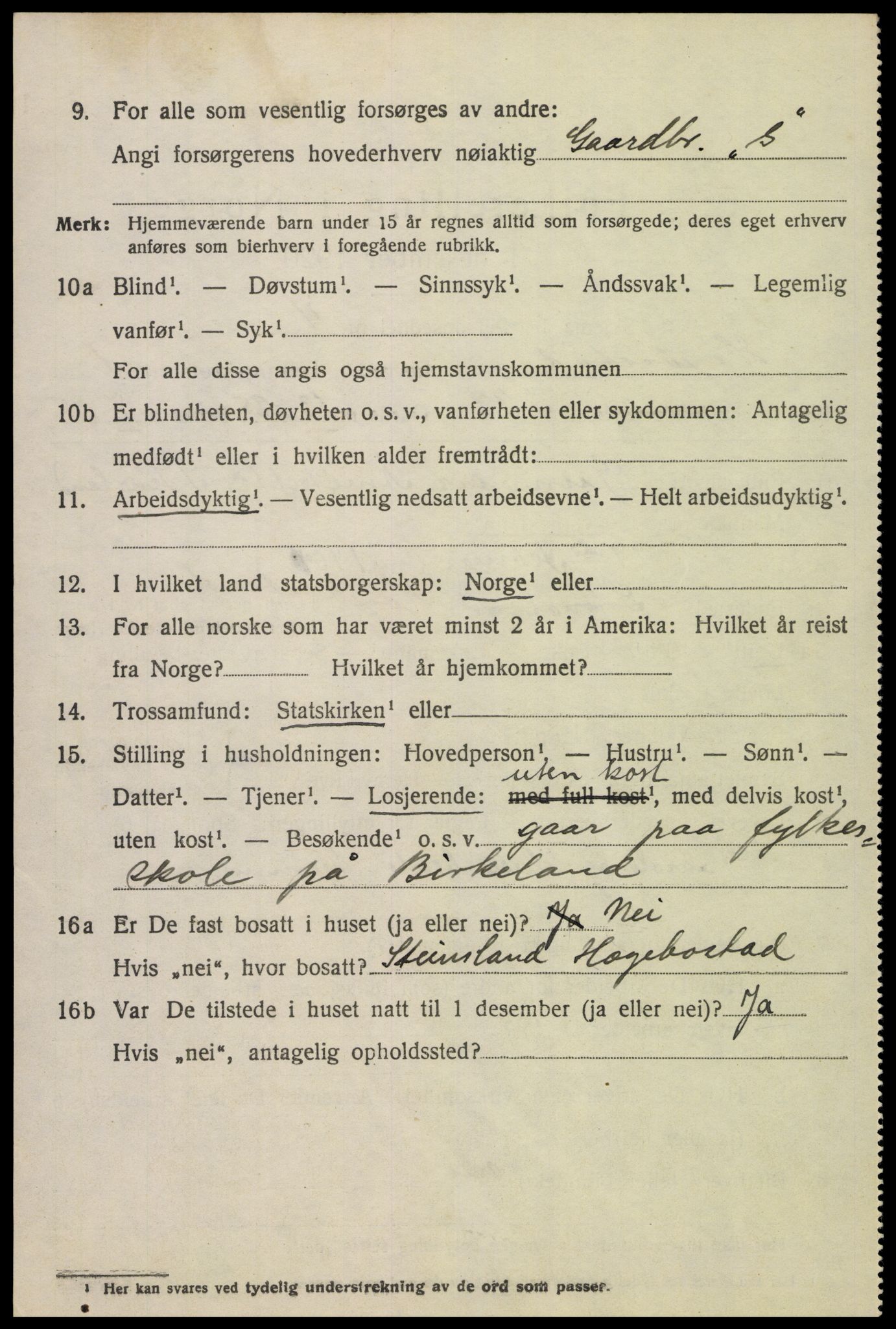 SAK, 1920 census for Hægebostad, 1920, p. 860