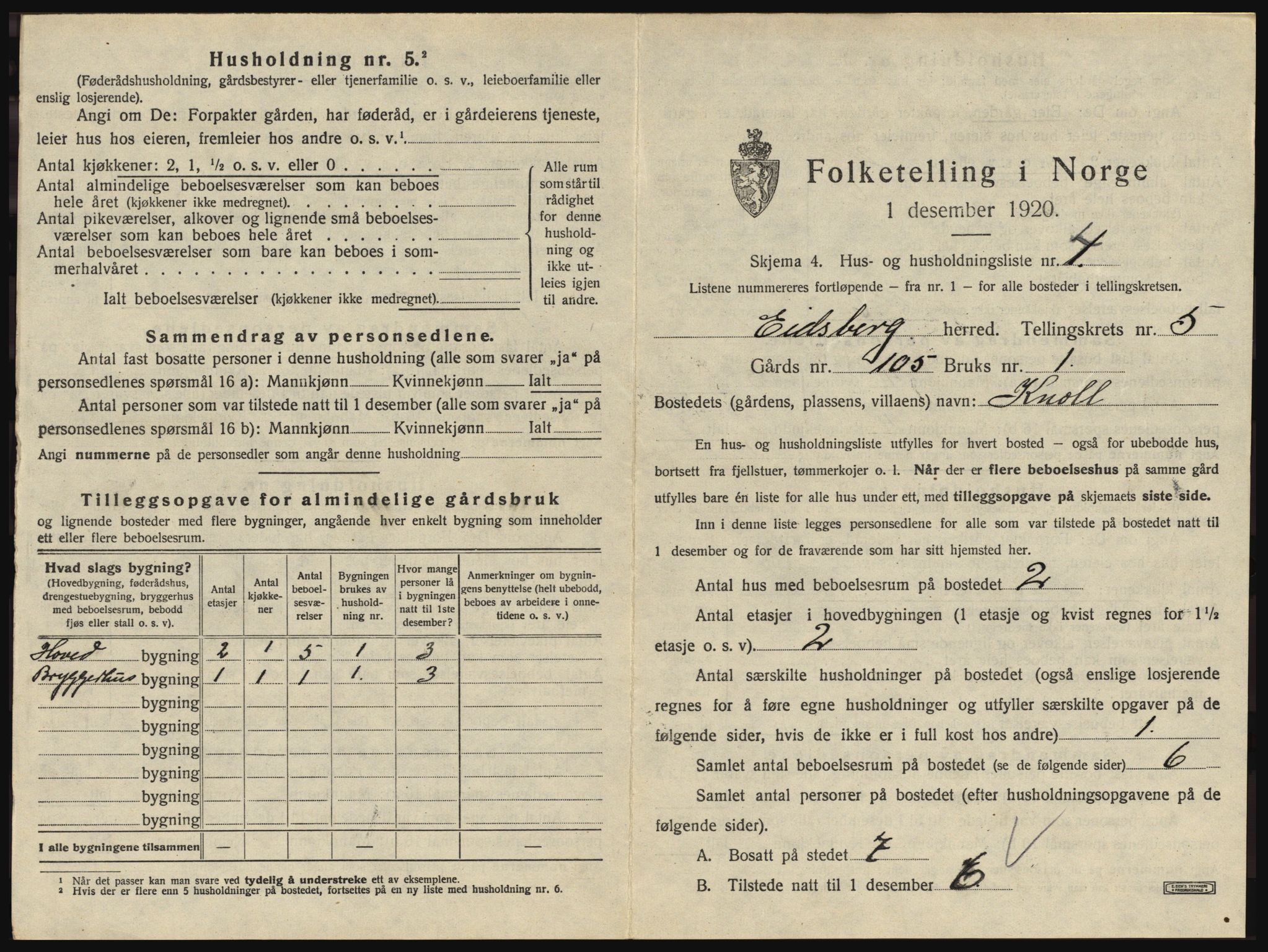 SAO, 1920 census for Eidsberg, 1920, p. 859