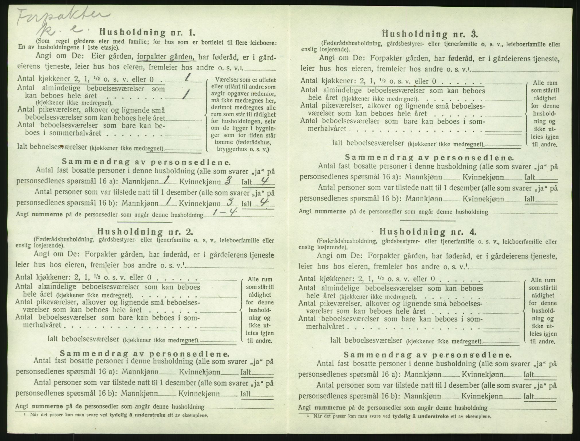 SAH, 1920 census for Øyer, 1920, p. 1198