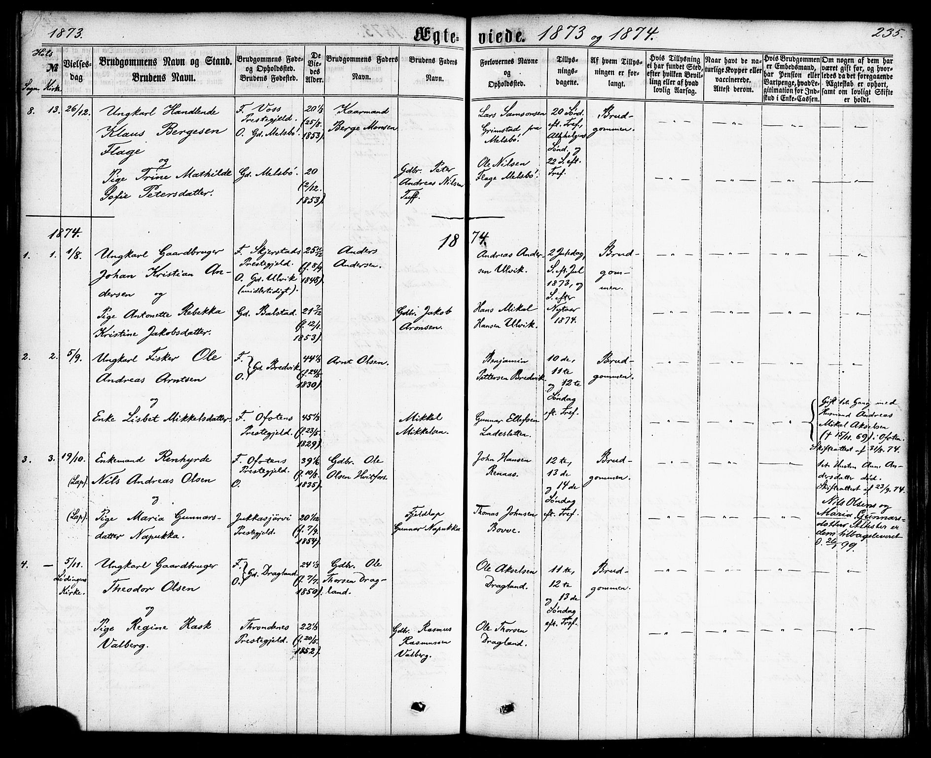 Ministerialprotokoller, klokkerbøker og fødselsregistre - Nordland, AV/SAT-A-1459/865/L0923: Parish register (official) no. 865A01, 1864-1884, p. 235