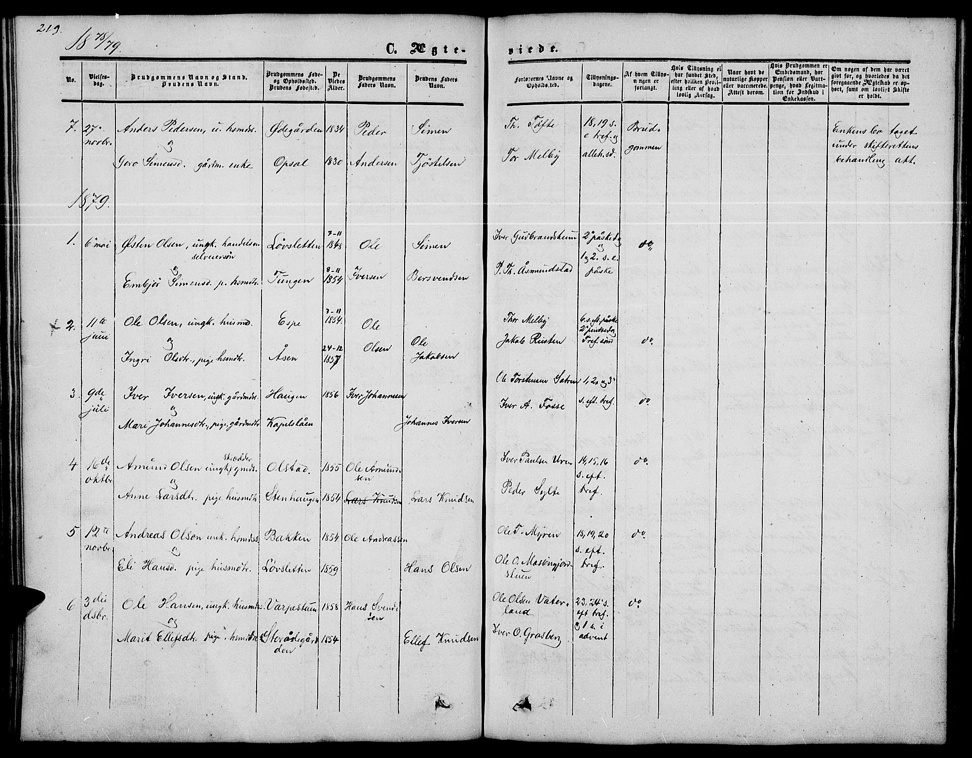 Nord-Fron prestekontor, SAH/PREST-080/H/Ha/Hab/L0002: Parish register (copy) no. 2, 1851-1883, p. 219