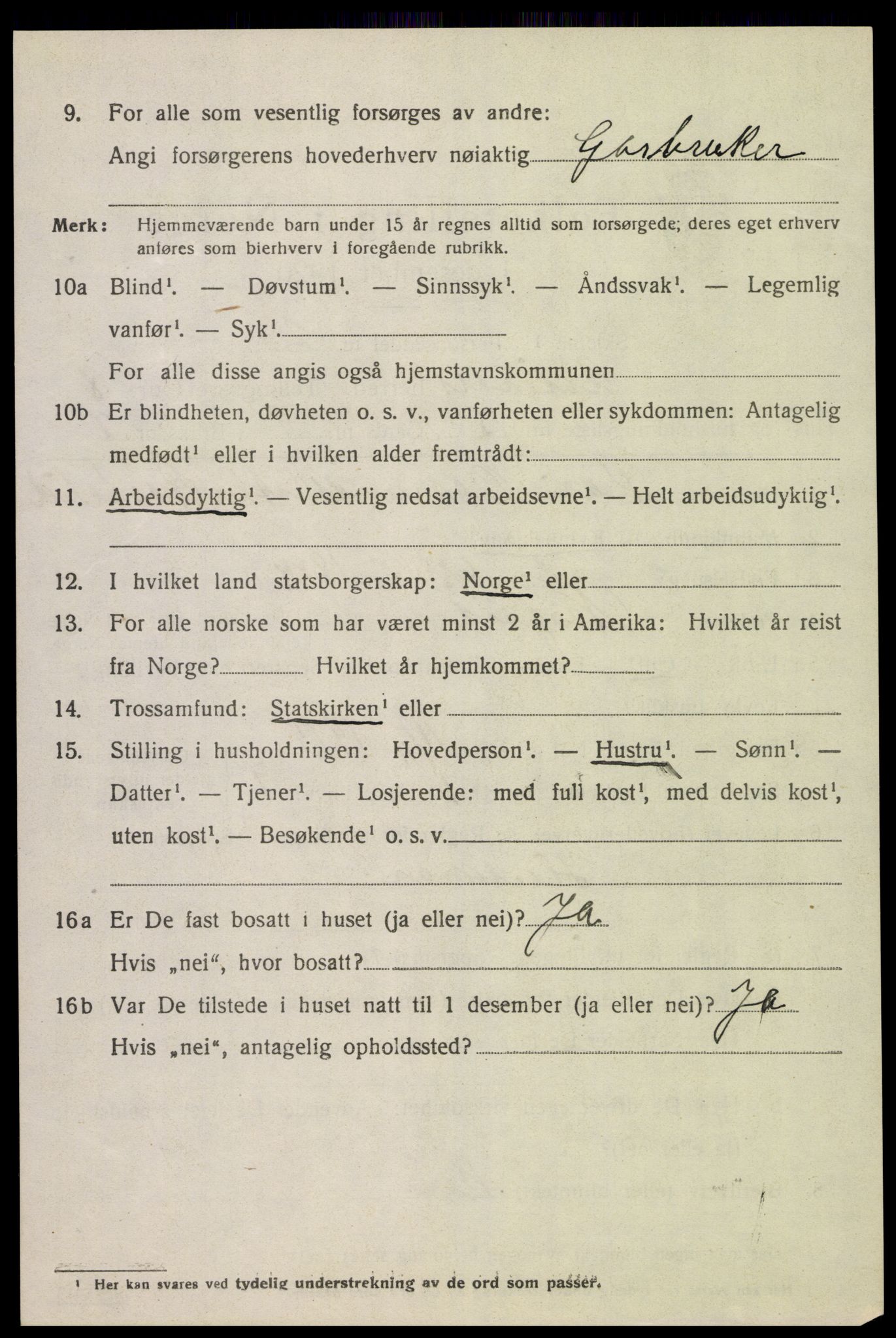 SAK, 1920 census for Åseral, 1920, p. 2465