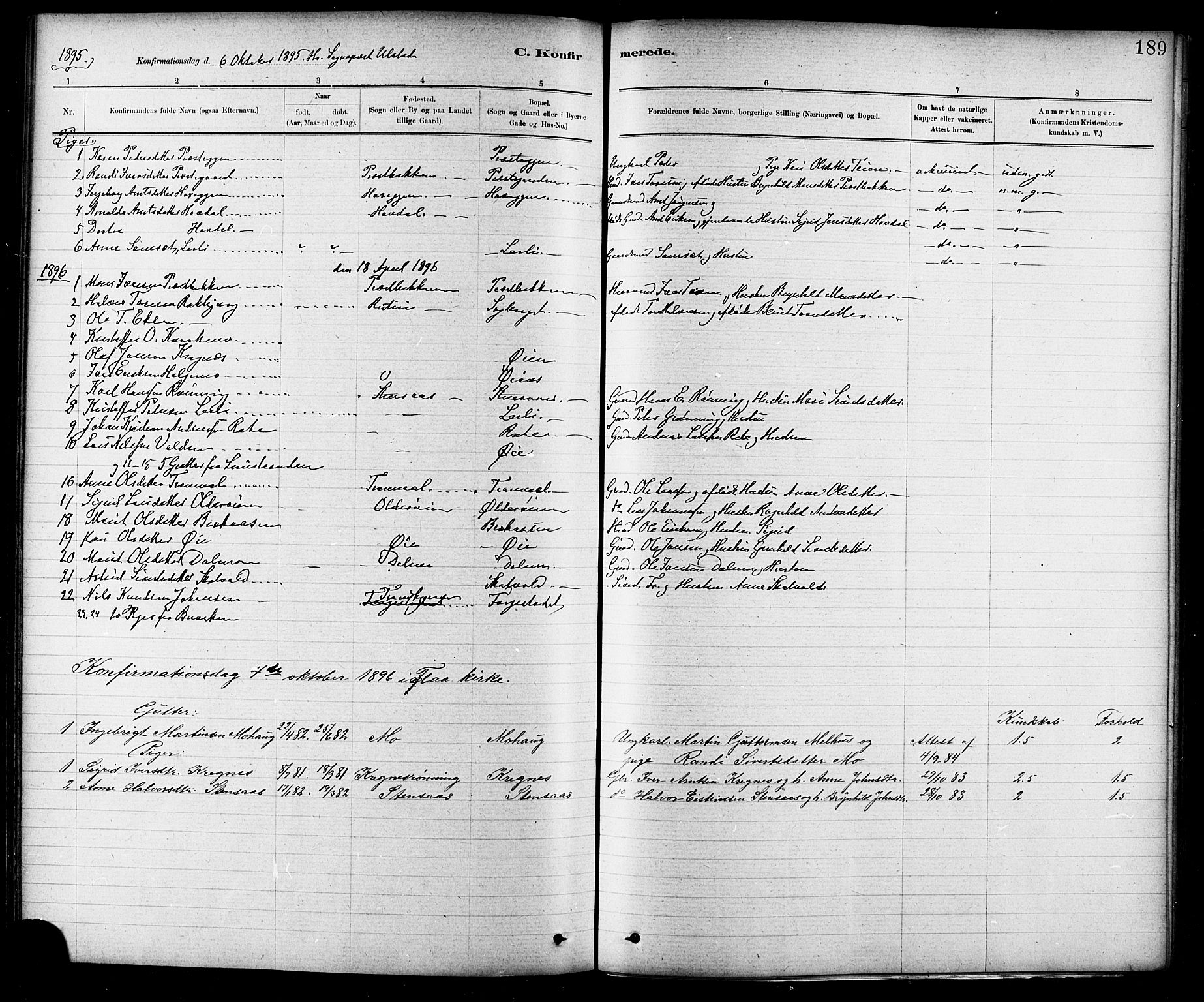 Ministerialprotokoller, klokkerbøker og fødselsregistre - Sør-Trøndelag, AV/SAT-A-1456/691/L1094: Parish register (copy) no. 691C05, 1879-1911, p. 189