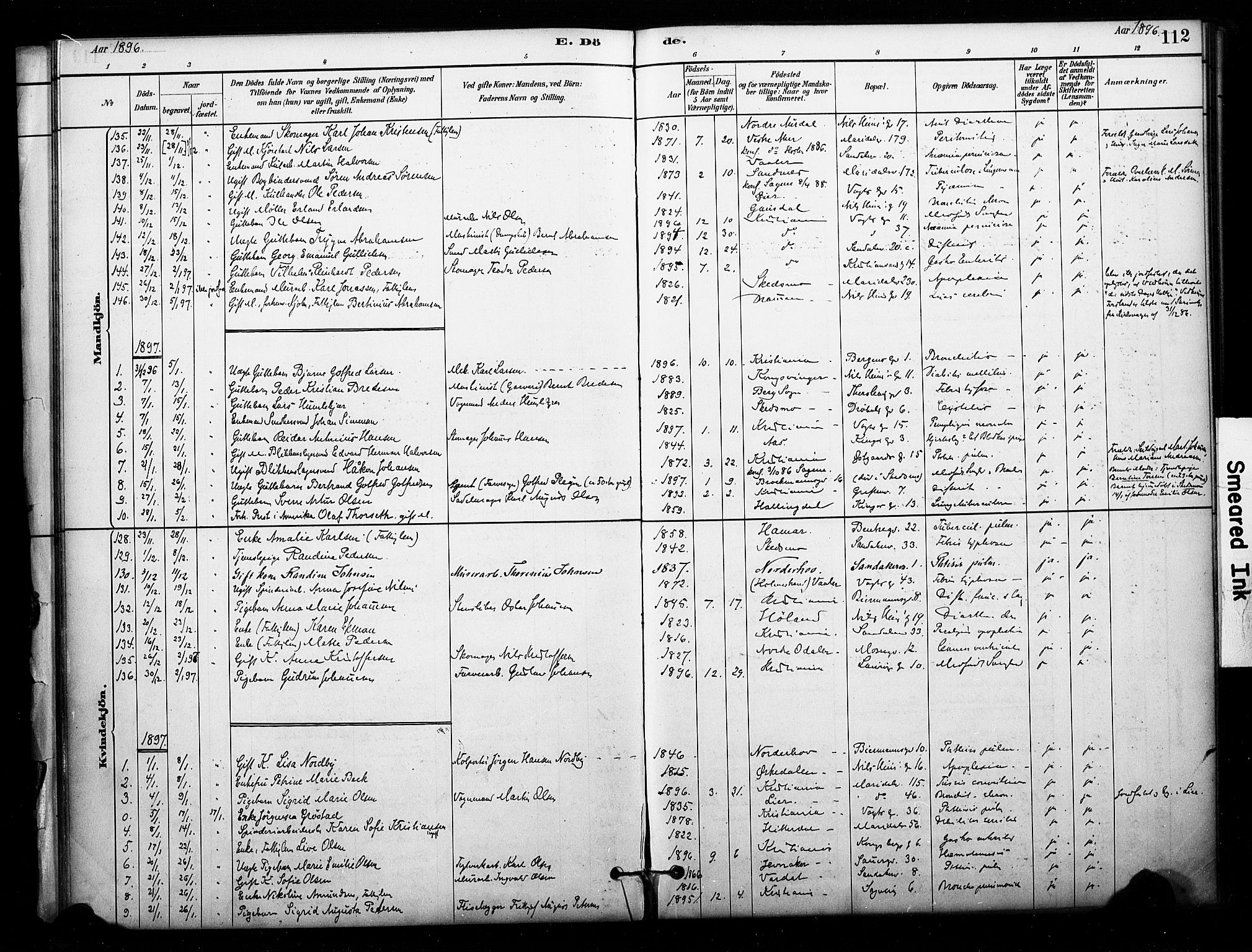 Sagene prestekontor Kirkebøker, SAO/A-10796/F/L0003: Parish register (official) no. 3, 1880-1922, p. 112