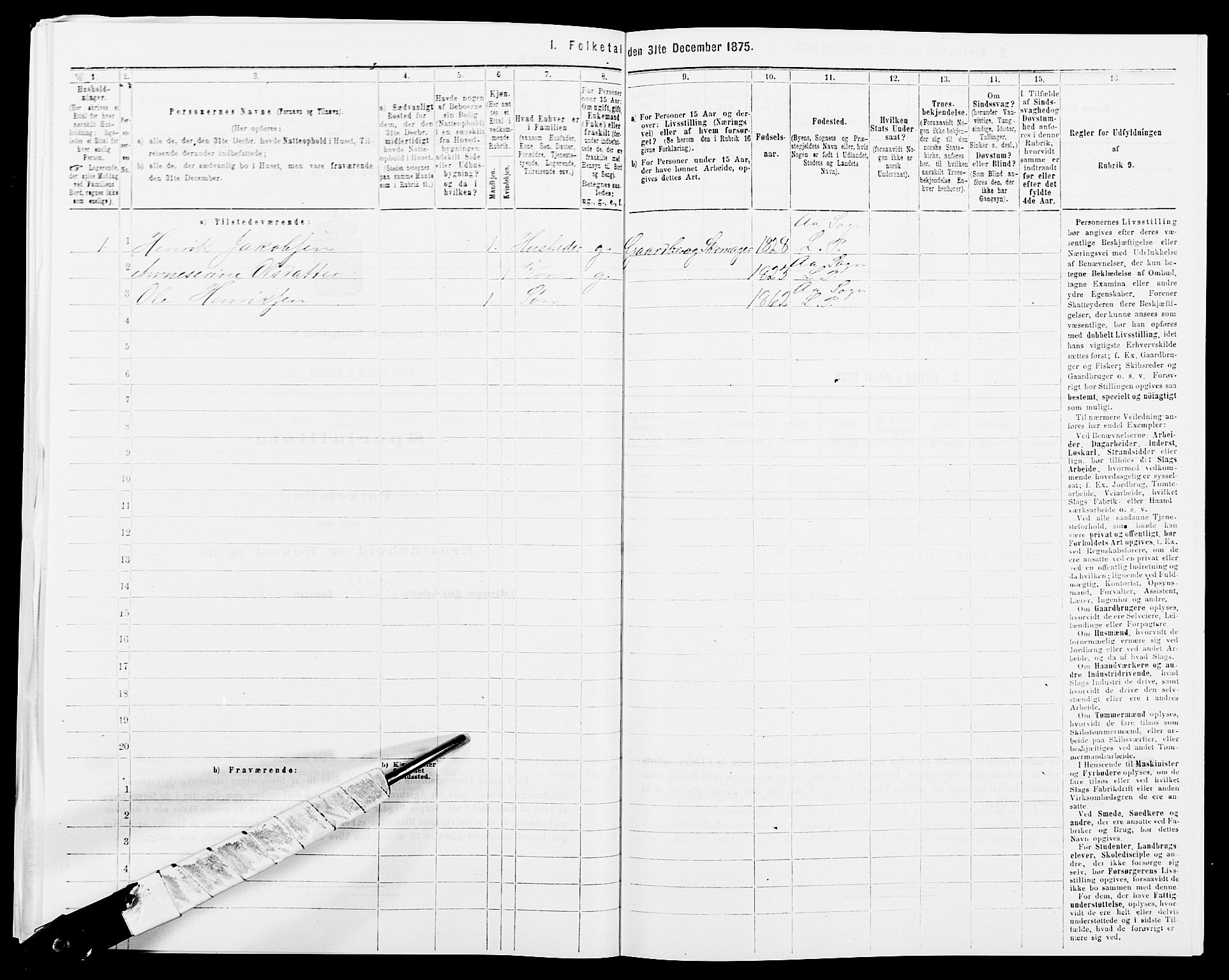 SAK, 1875 census for 1032P Lyngdal, 1875, p. 920
