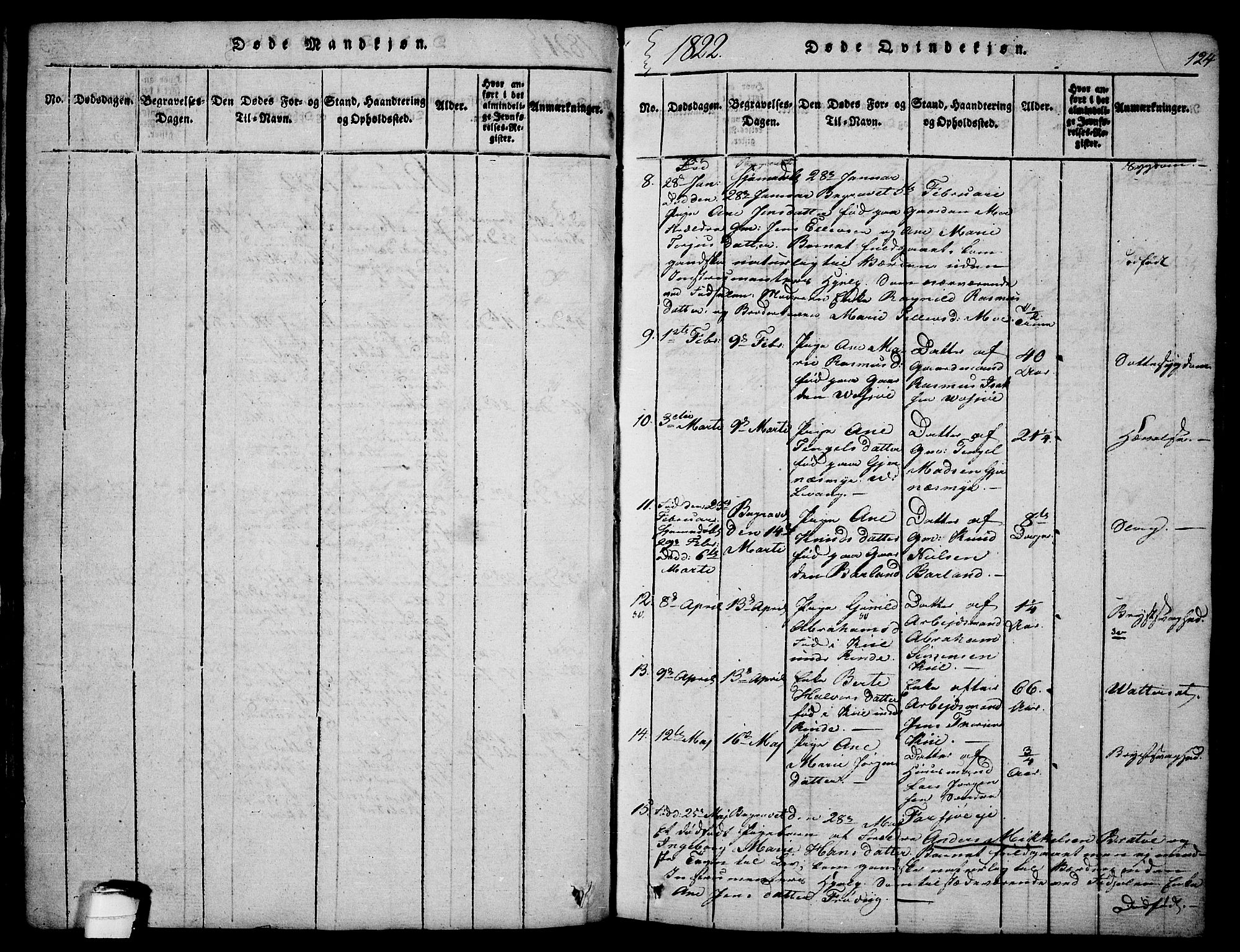 Sannidal kirkebøker, AV/SAKO-A-296/F/Fa/L0004: Parish register (official) no. 4, 1814-1829, p. 124