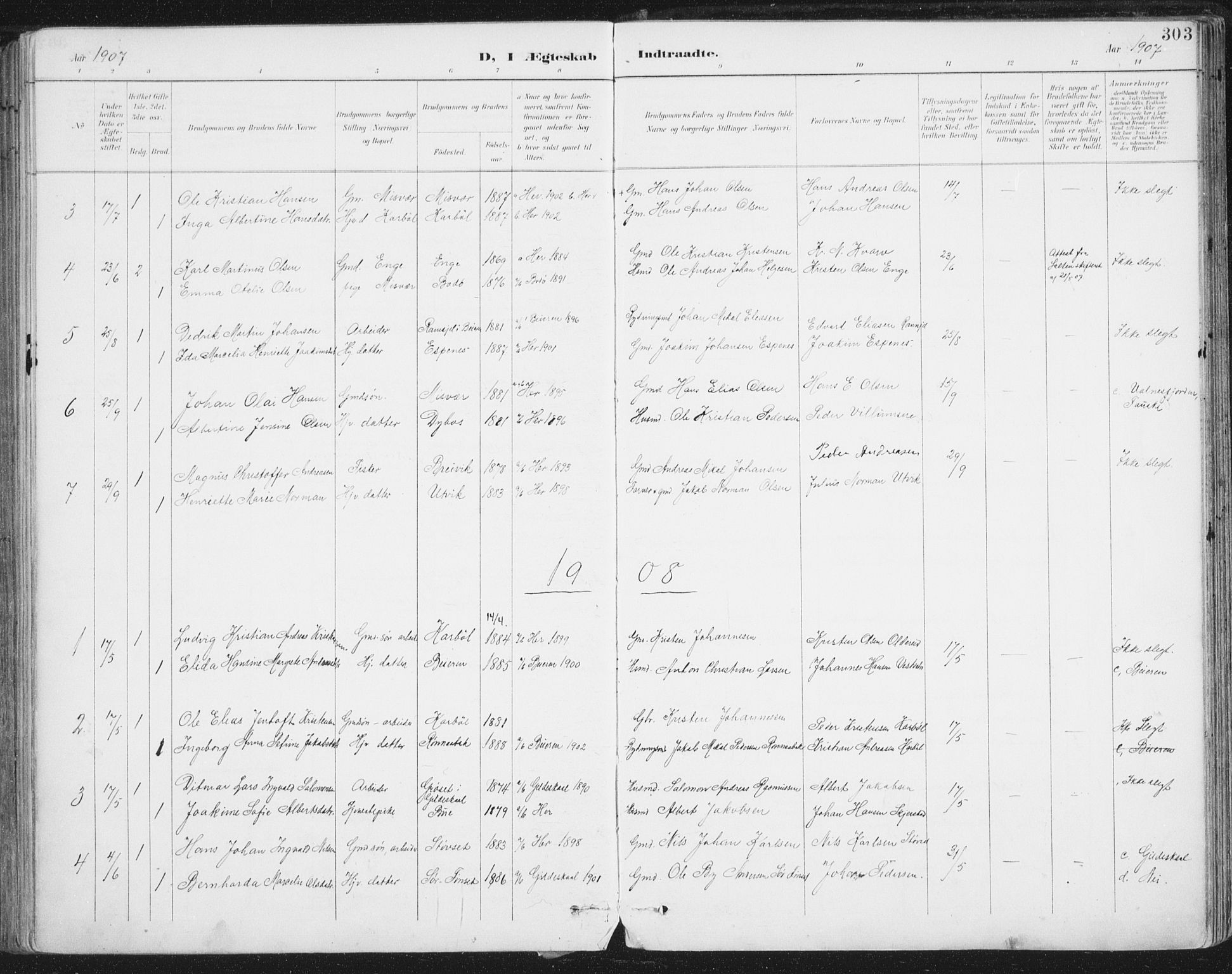 Ministerialprotokoller, klokkerbøker og fødselsregistre - Nordland, SAT/A-1459/852/L0741: Parish register (official) no. 852A11, 1894-1917, p. 303