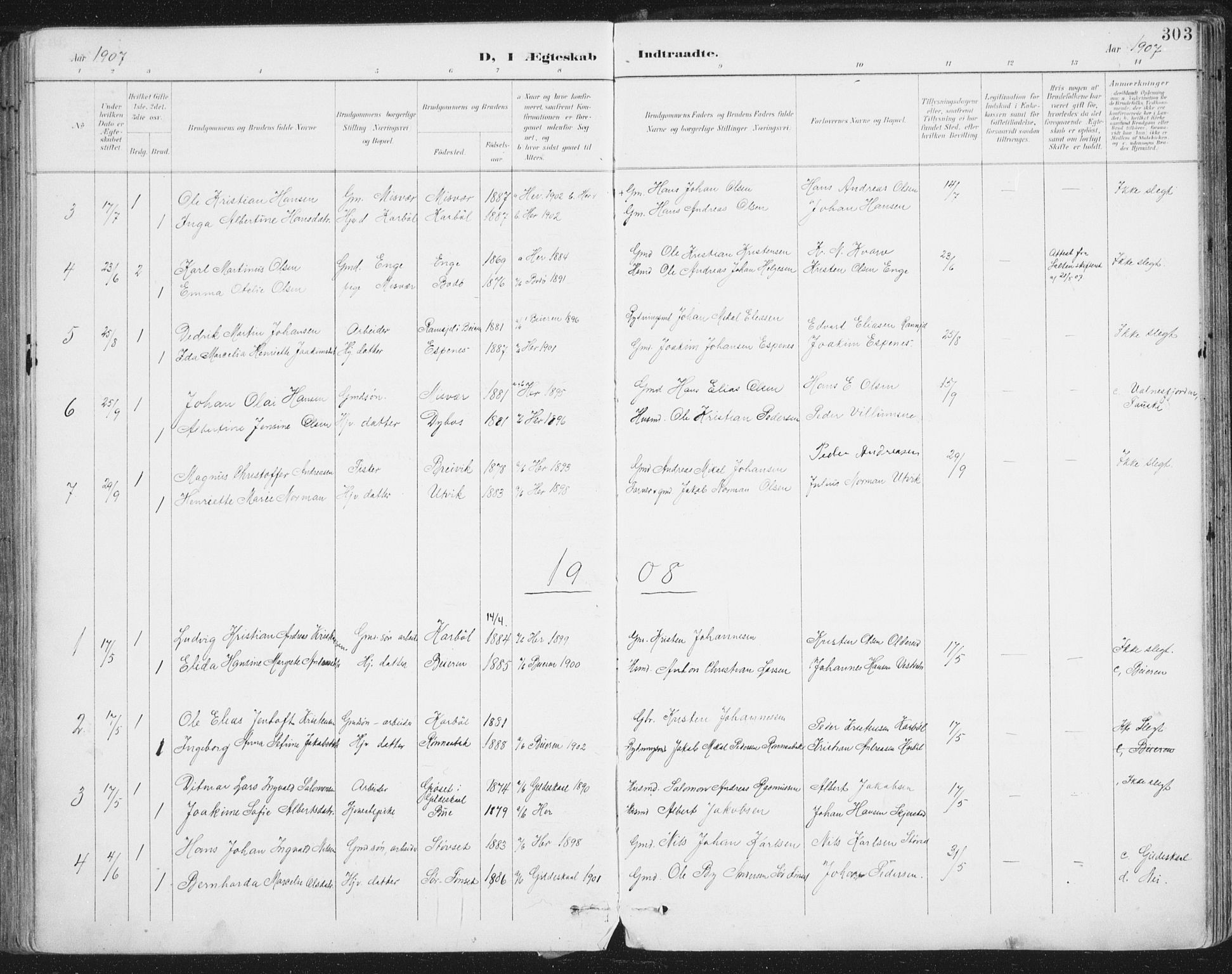 Ministerialprotokoller, klokkerbøker og fødselsregistre - Nordland, AV/SAT-A-1459/852/L0741: Parish register (official) no. 852A11, 1894-1917, p. 303