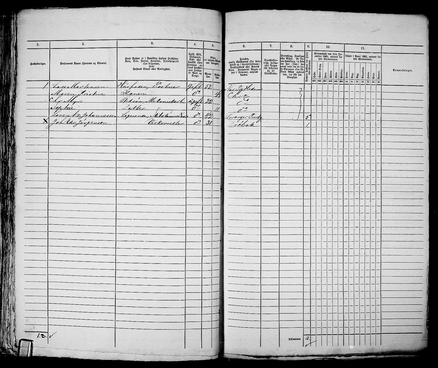 RA, 1865 census for Kristiania, 1865, p. 2905