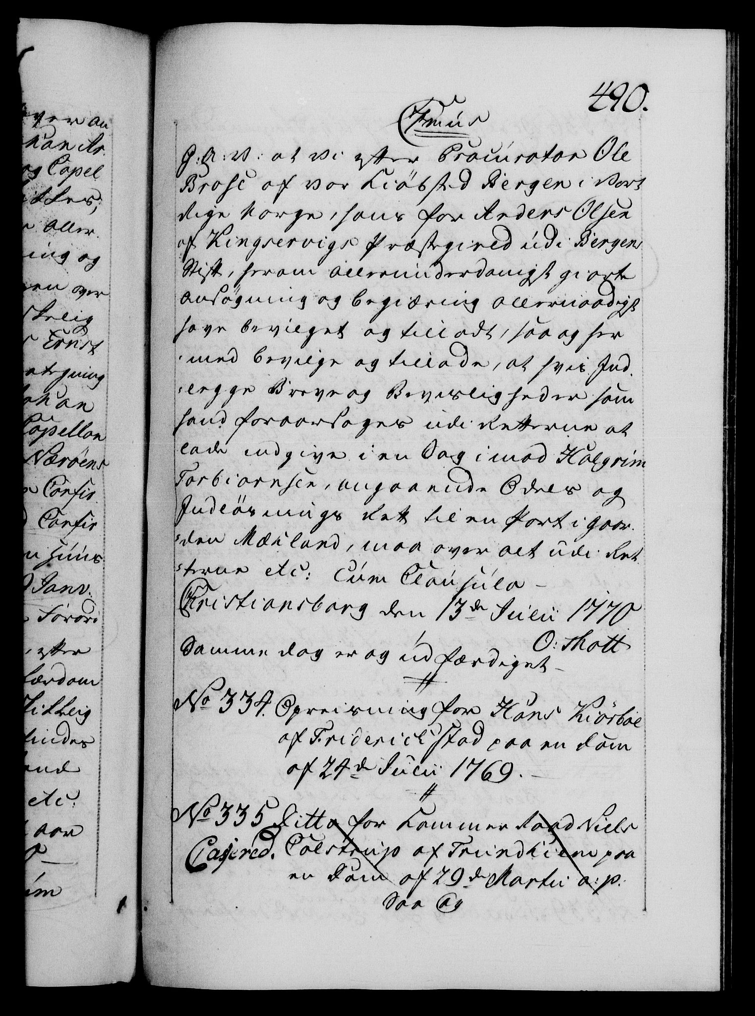 Danske Kanselli 1572-1799, AV/RA-EA-3023/F/Fc/Fca/Fcaa/L0044: Norske registre, 1769-1771, p. 490a