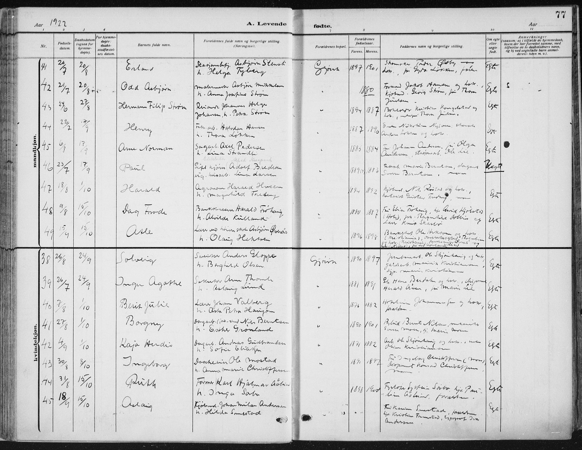 Vardal prestekontor, AV/SAH-PREST-100/H/Ha/Haa/L0014: Parish register (official) no. 14, 1912-1922, p. 77