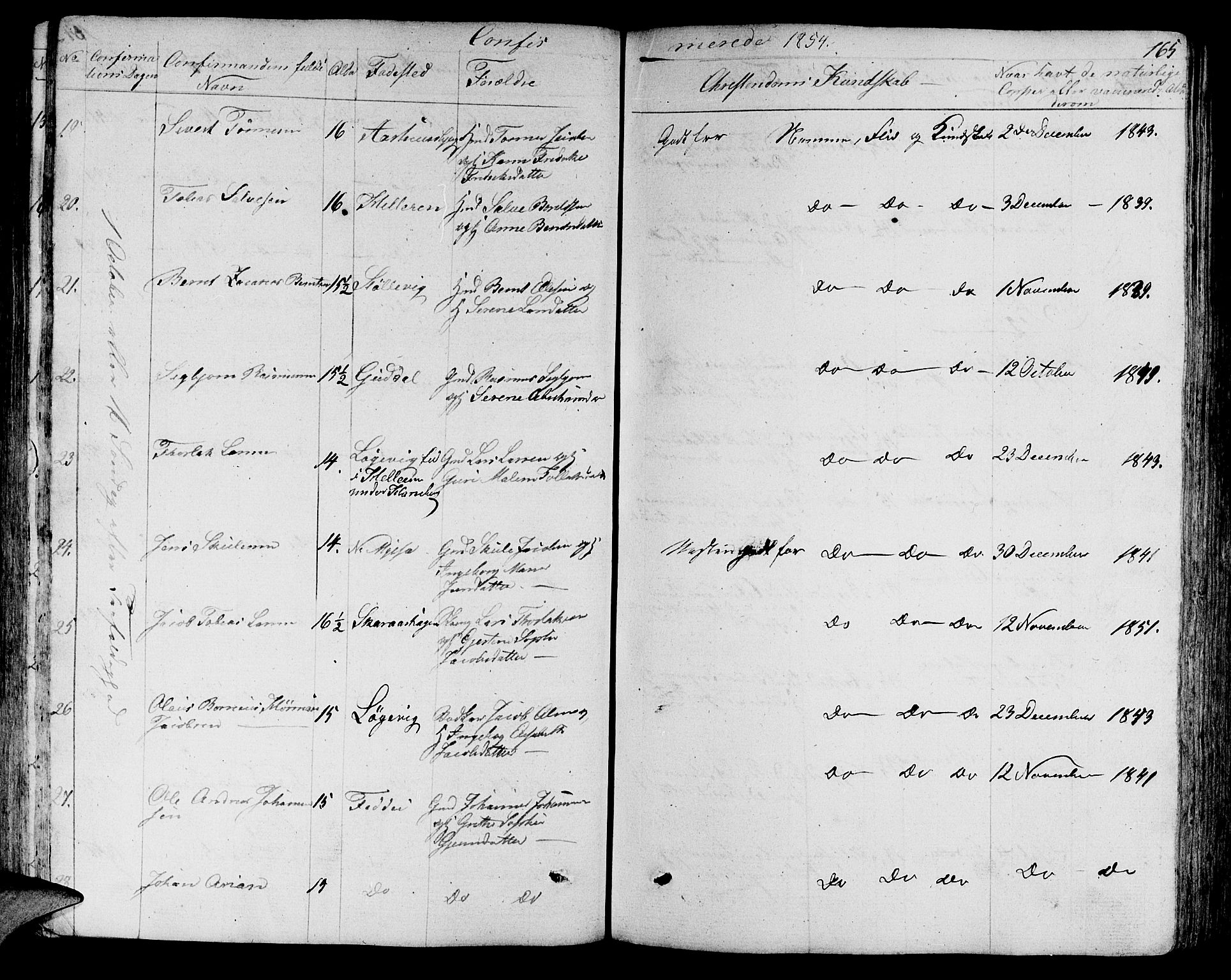 Sokndal sokneprestkontor, AV/SAST-A-101808: Parish register (copy) no. B 2, 1849-1865, p. 165