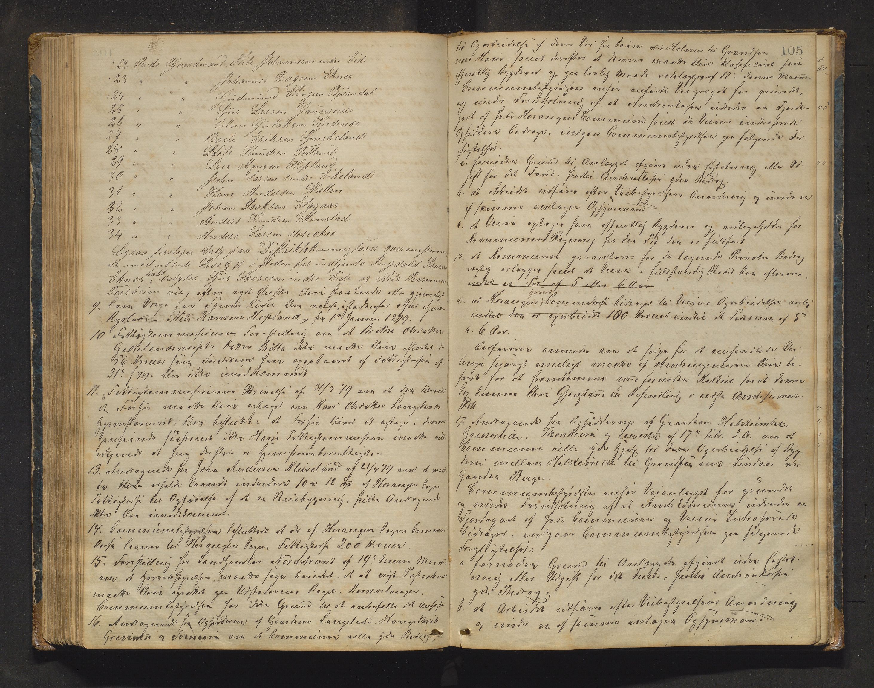 Hosanger kommune. Formannskapet, IKAH/1253a-021/A/Aa/L0002: Møtebok for Hosanger formannskap, heradsstyre og Seim soknestyre, 1867-1881, p. 105