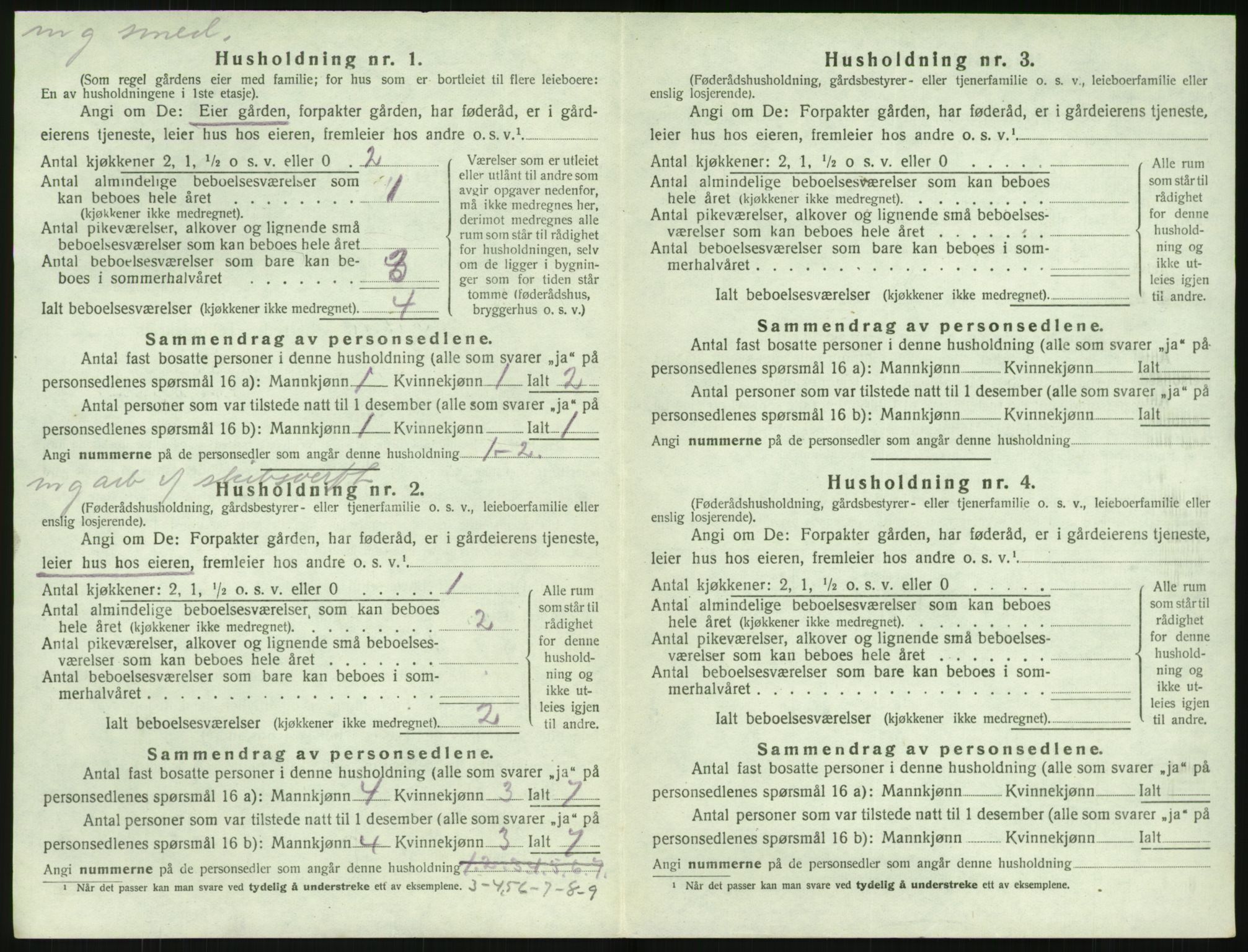 SAK, 1920 census for Fjære, 1920, p. 292