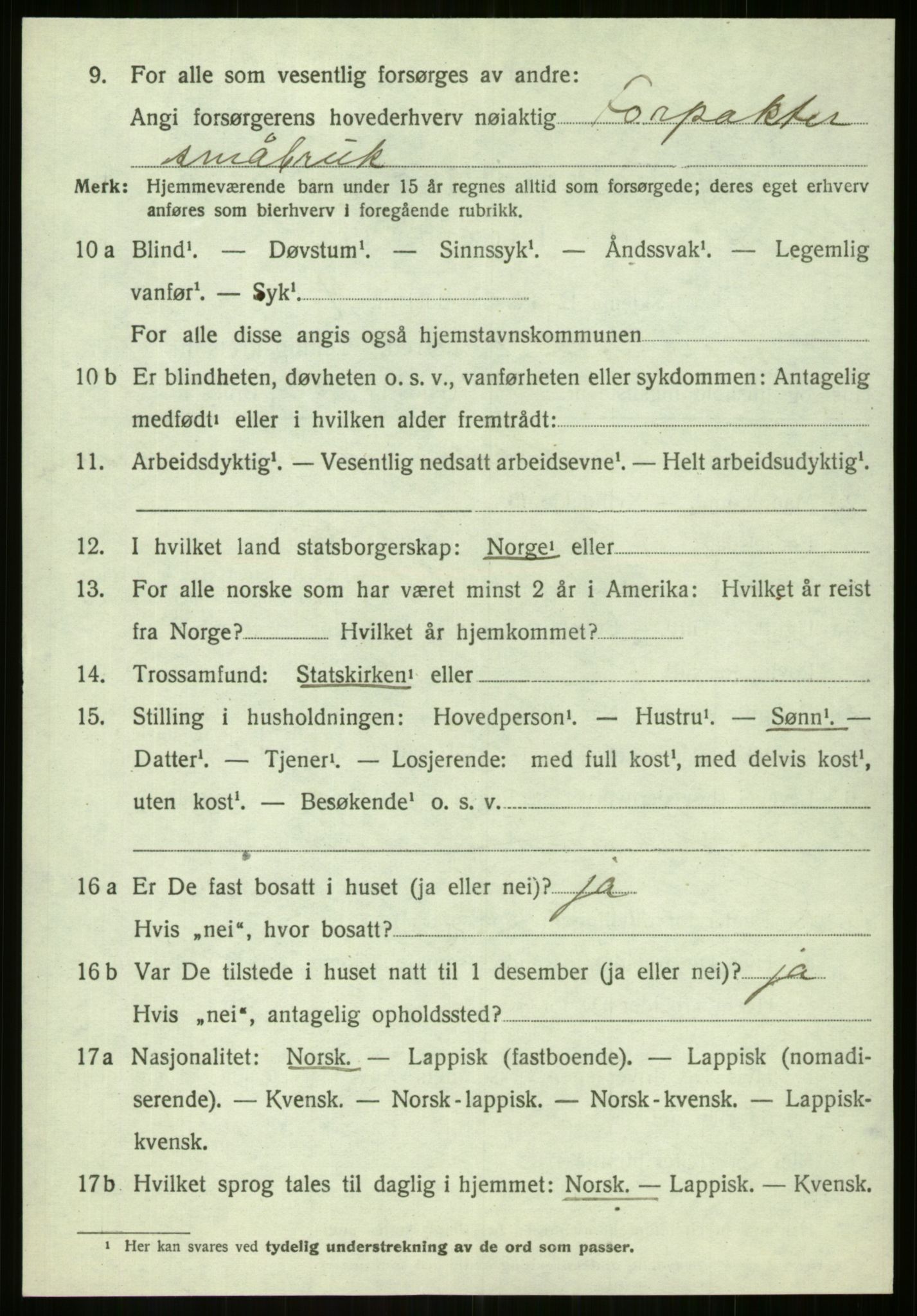 SATØ, 1920 census for Balsfjord, 1920, p. 2706