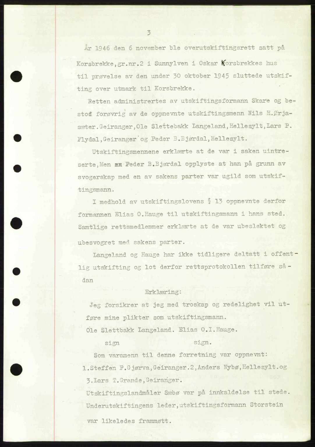 Nordre Sunnmøre sorenskriveri, AV/SAT-A-0006/1/2/2C/2Ca: Mortgage book no. A23, 1946-1947, Diary no: : 2135/1946