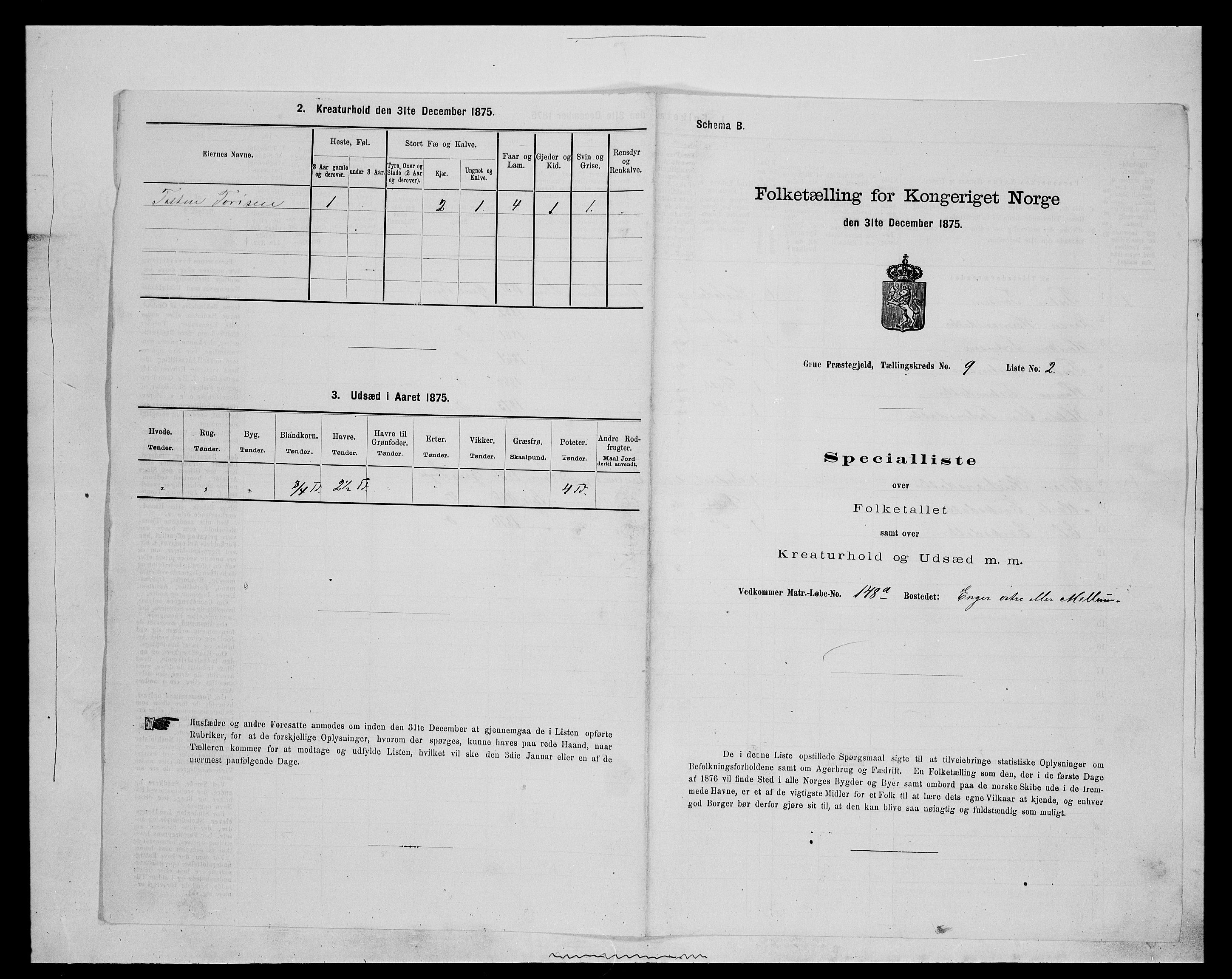 SAH, 1875 census for 0423P Grue, 1875, p. 1726