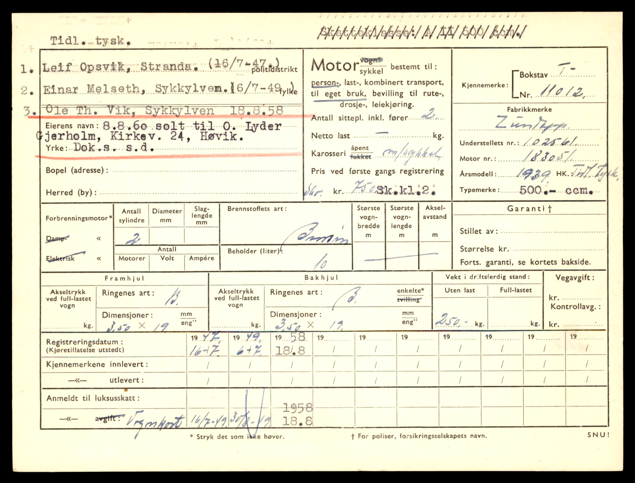 Møre og Romsdal vegkontor - Ålesund trafikkstasjon, AV/SAT-A-4099/F/Fe/L0025: Registreringskort for kjøretøy T 10931 - T 11045, 1927-1998, p. 2211