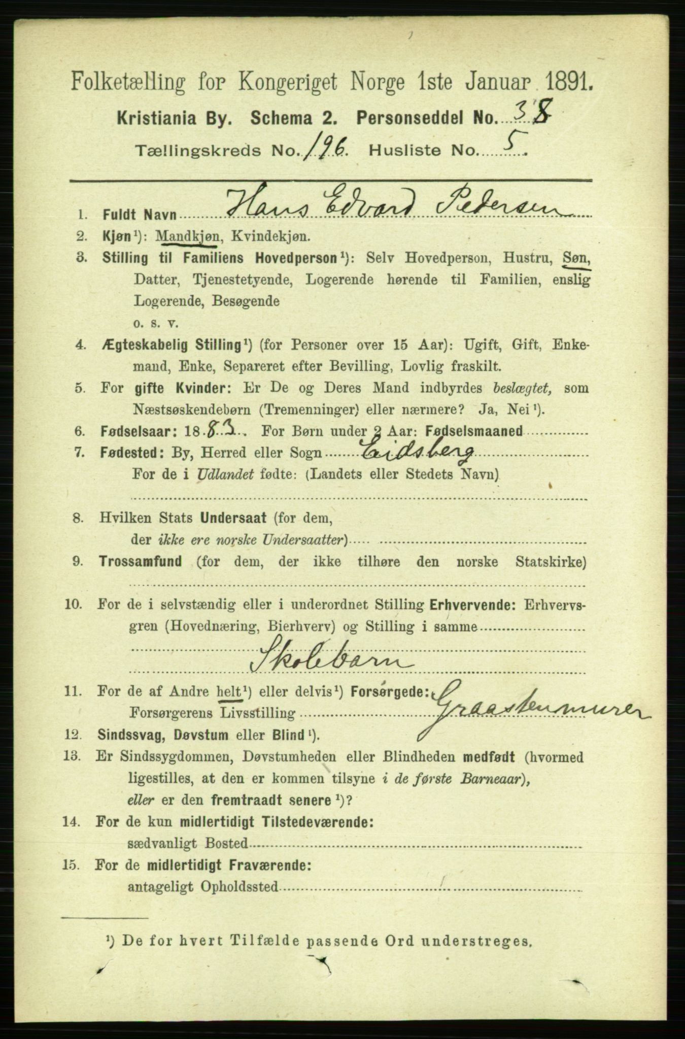 RA, 1891 census for 0301 Kristiania, 1891, p. 118360