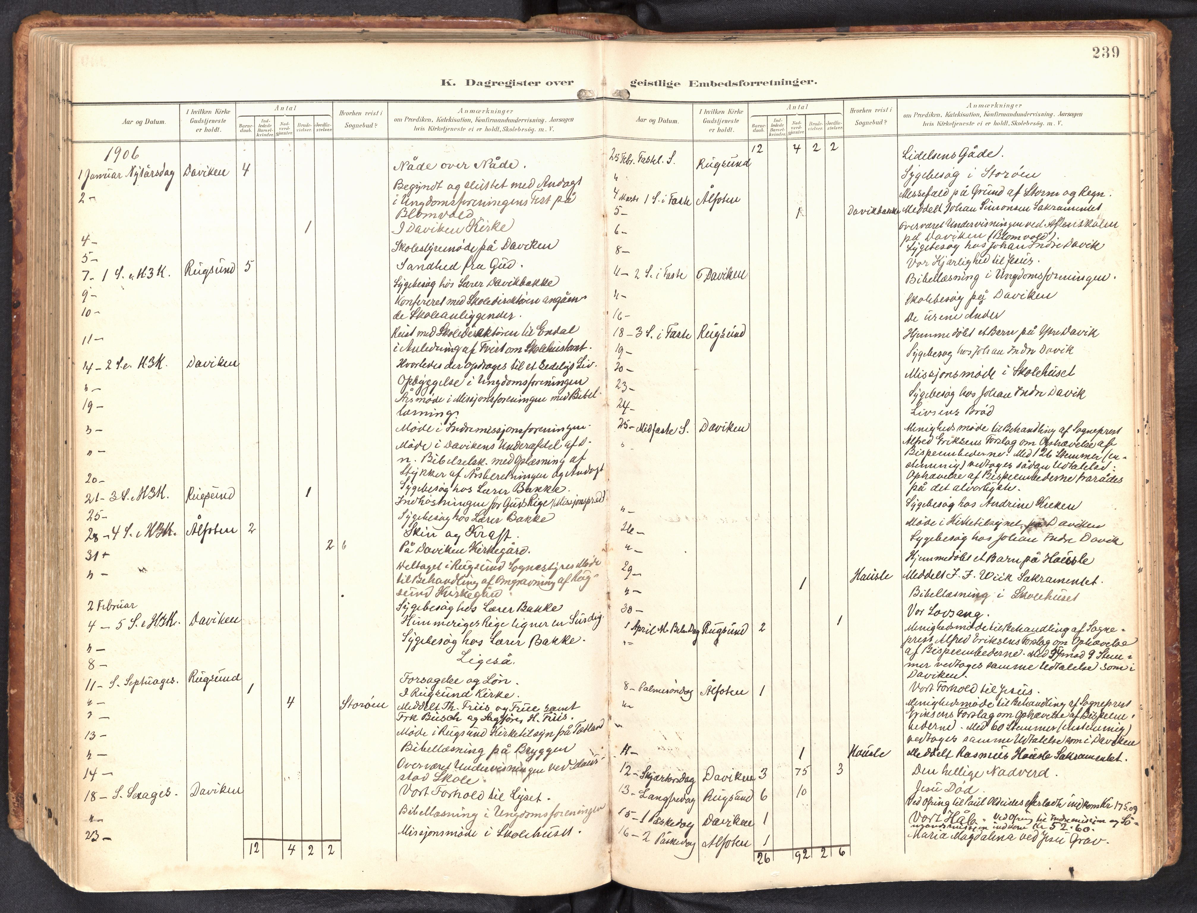 Davik sokneprestembete, AV/SAB-A-79701/H/Haa/Haab/L0002: Parish register (official) no. B 2, 1901-1934, p. 239