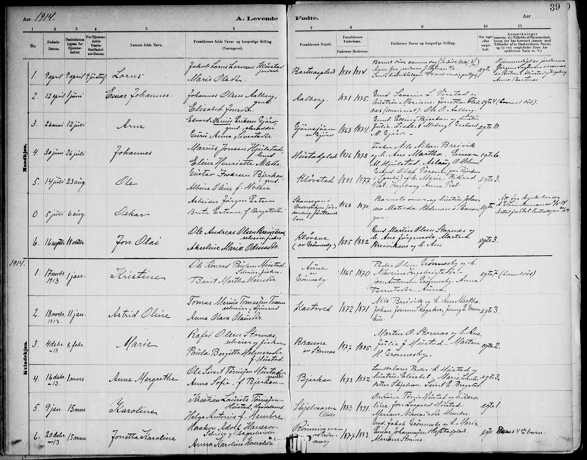 Ministerialprotokoller, klokkerbøker og fødselsregistre - Nord-Trøndelag, SAT/A-1458/732/L0316: Parish register (official) no. 732A01, 1879-1921, p. 39