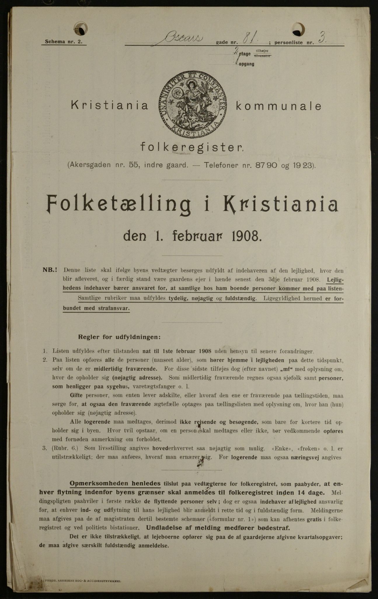 OBA, Municipal Census 1908 for Kristiania, 1908, p. 68873