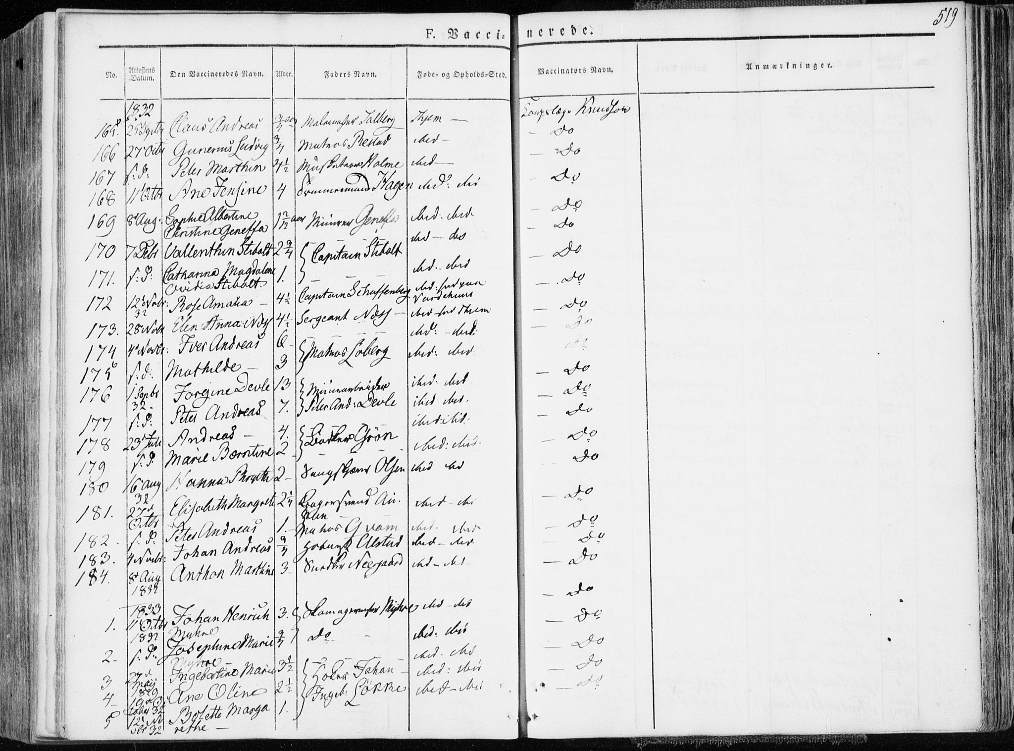 Ministerialprotokoller, klokkerbøker og fødselsregistre - Sør-Trøndelag, SAT/A-1456/601/L0047: Parish register (official) no. 601A15, 1831-1839, p. 519