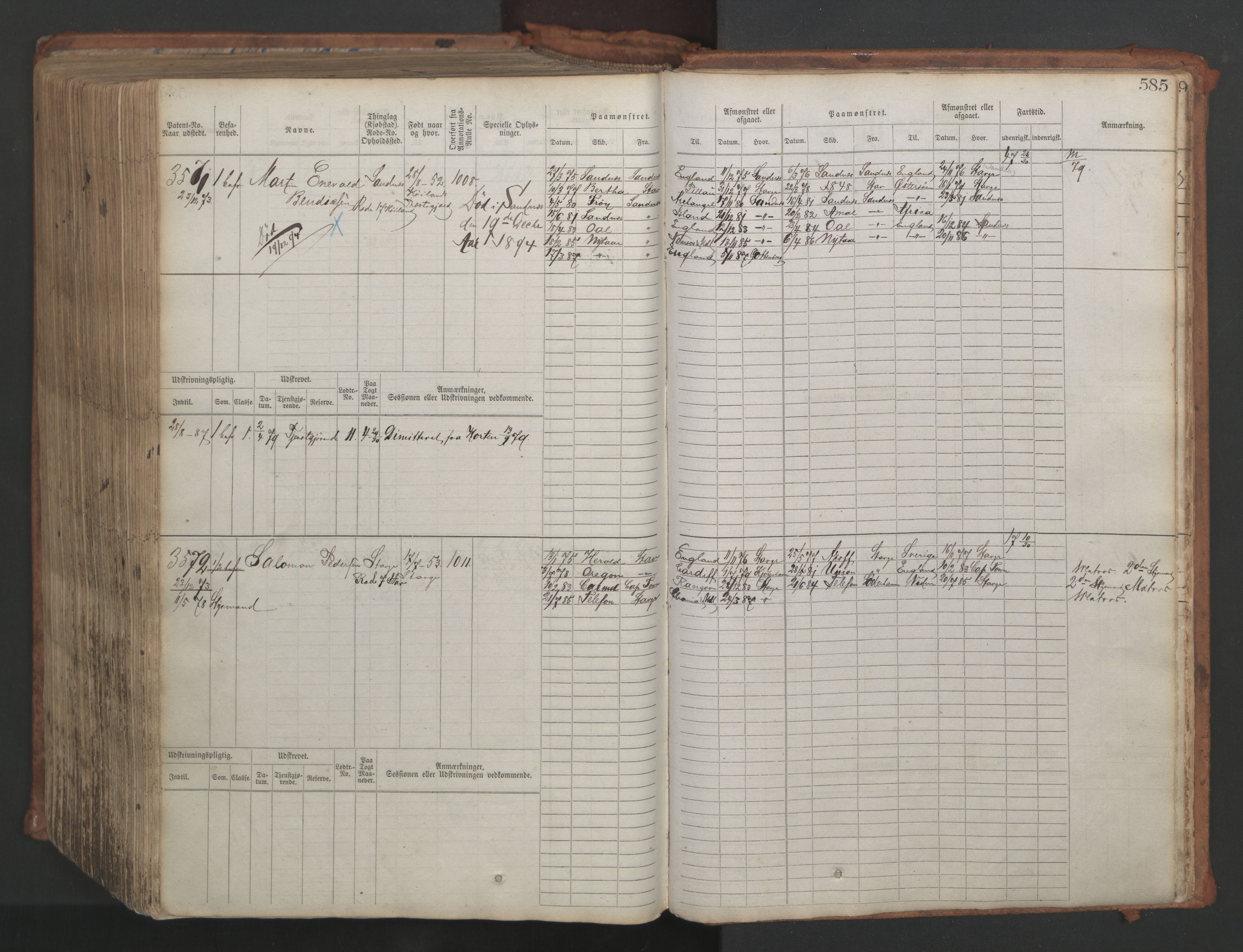 Stavanger sjømannskontor, AV/SAST-A-102006/F/Fb/Fbb/L0007: Sjøfartshovedrulle, patentnr. 2403-3604, 1869-1880, p. 642