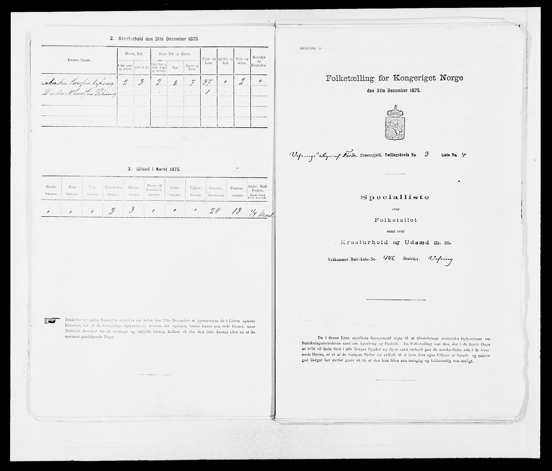 SAB, 1875 census for 1432P Førde, 1875, p. 1907