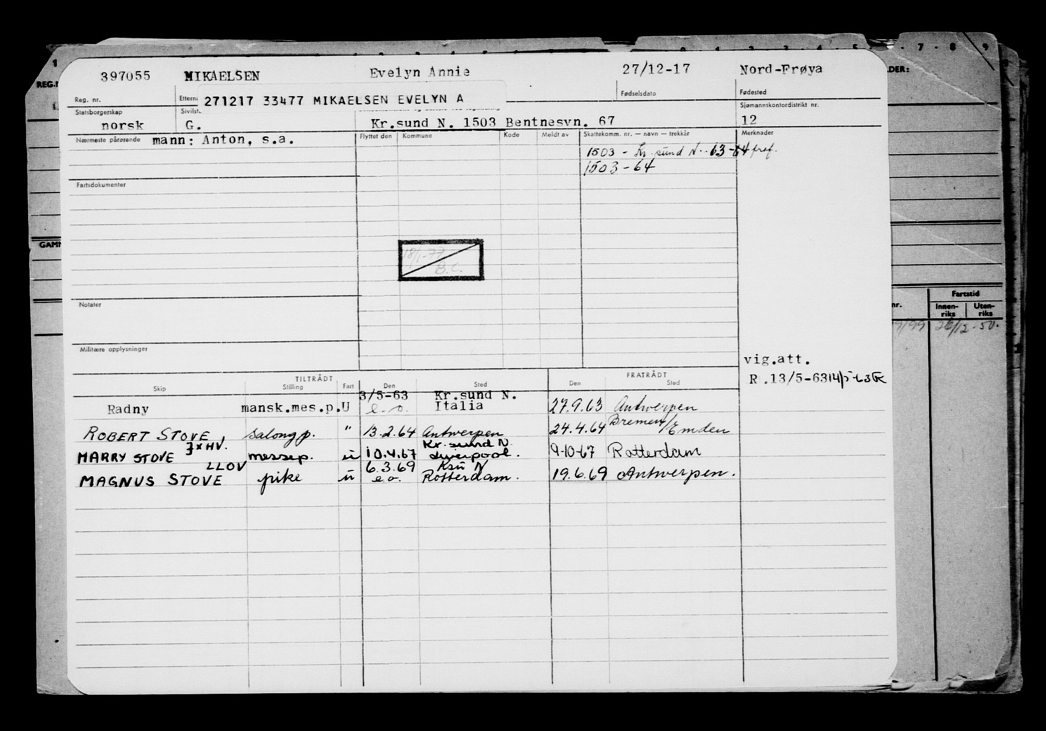 Direktoratet for sjømenn, AV/RA-S-3545/G/Gb/L0154: Hovedkort, 1917-1918, p. 243