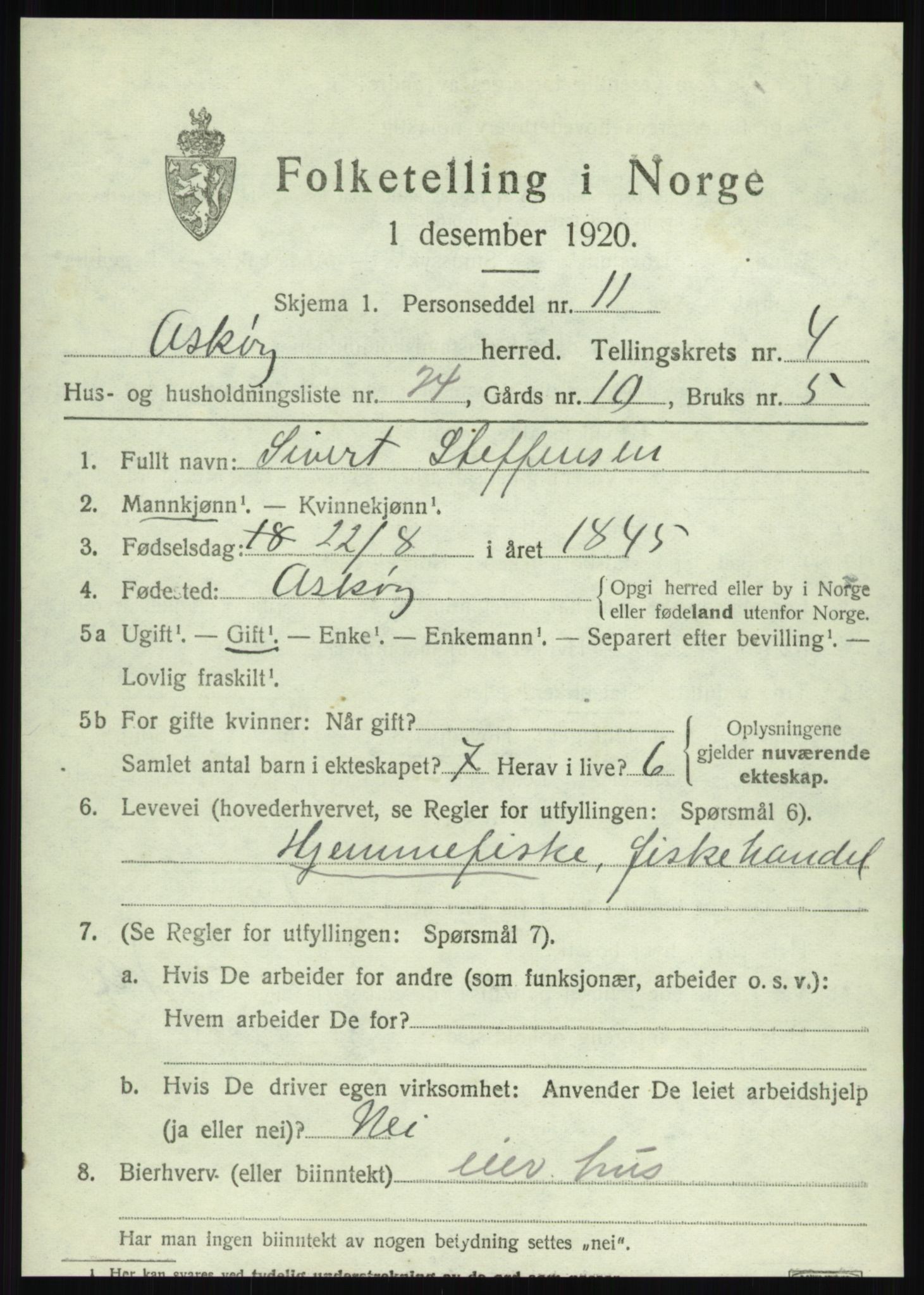SAB, 1920 census for Askøy, 1920, p. 7916