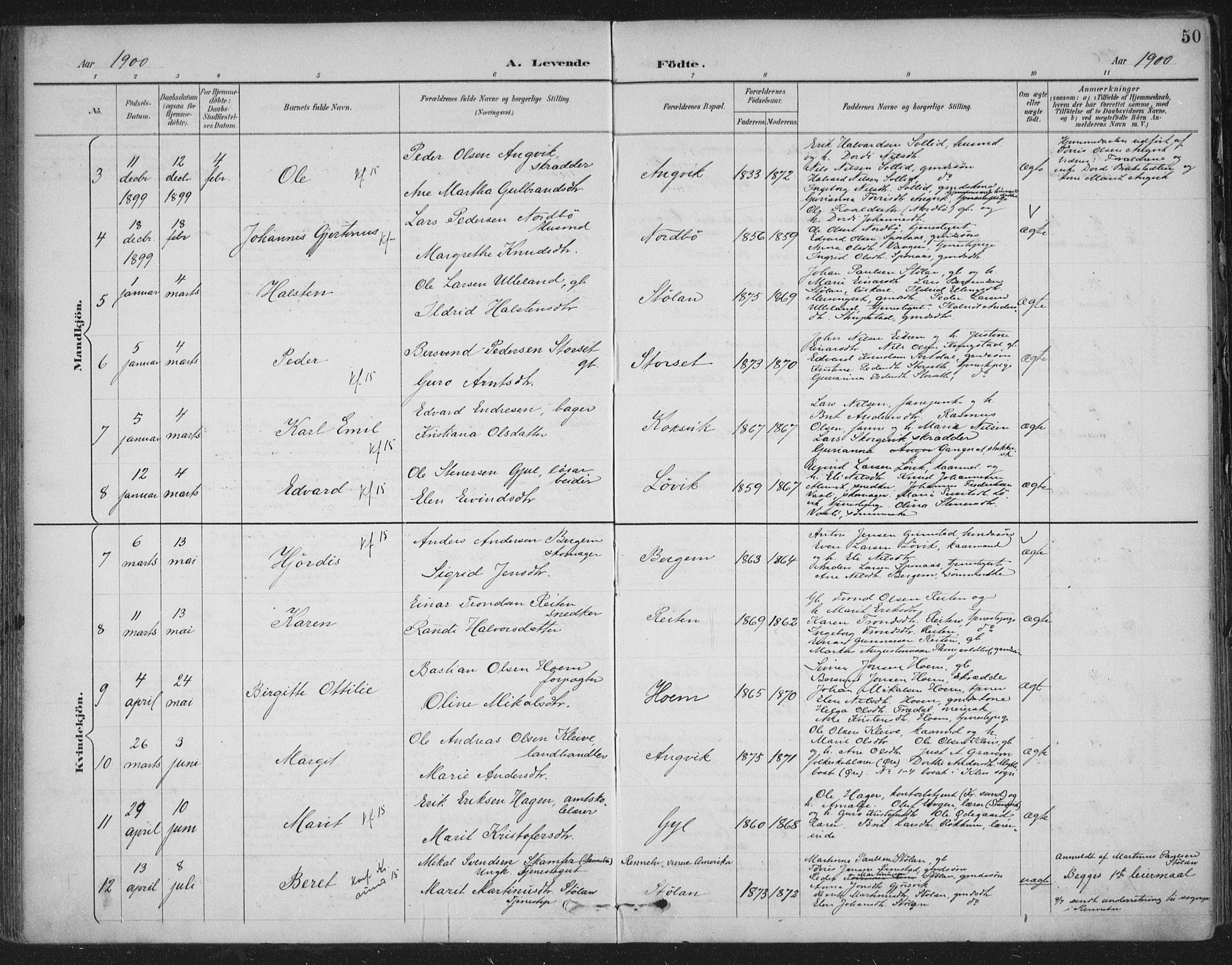 Ministerialprotokoller, klokkerbøker og fødselsregistre - Møre og Romsdal, AV/SAT-A-1454/586/L0988: Parish register (official) no. 586A14, 1893-1905, p. 50