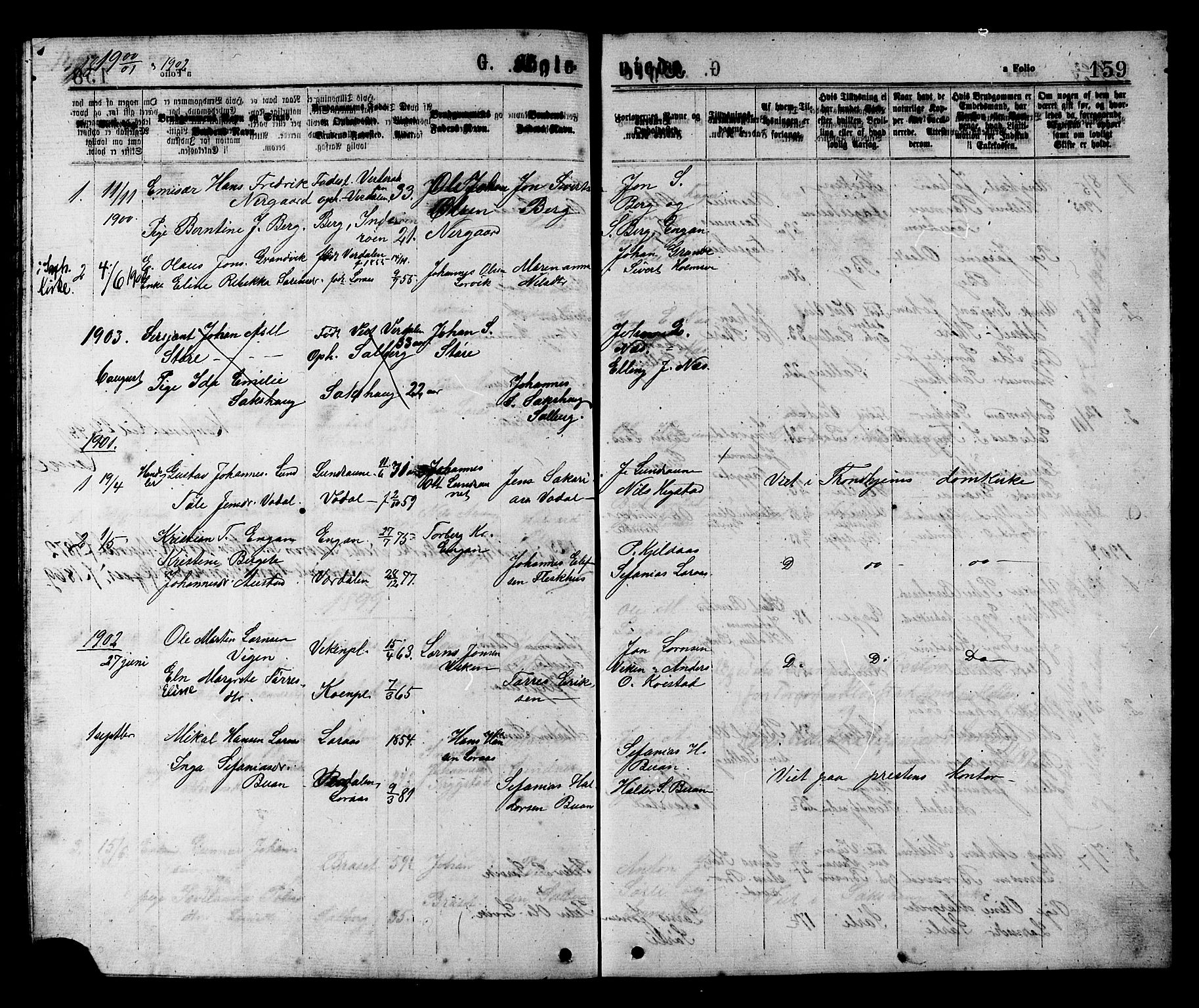 Ministerialprotokoller, klokkerbøker og fødselsregistre - Nord-Trøndelag, SAT/A-1458/731/L0311: Parish register (copy) no. 731C02, 1875-1911, p. 159