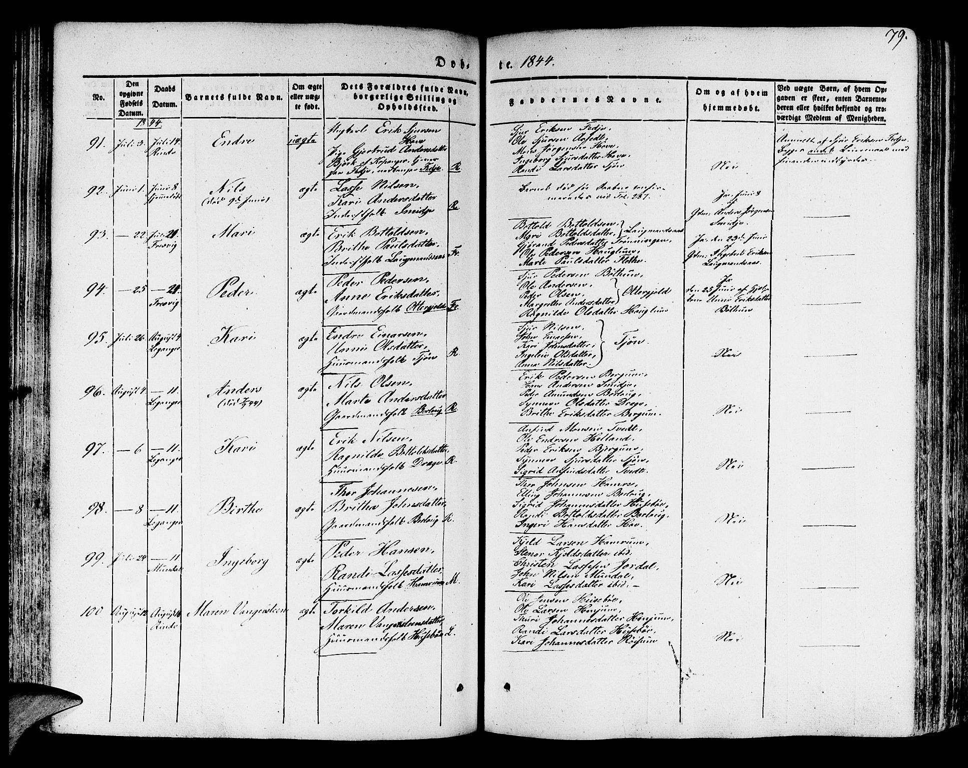 Leikanger sokneprestembete, AV/SAB-A-81001/H/Haa/Haaa/L0007: Parish register (official) no. A 7, 1838-1851, p. 79