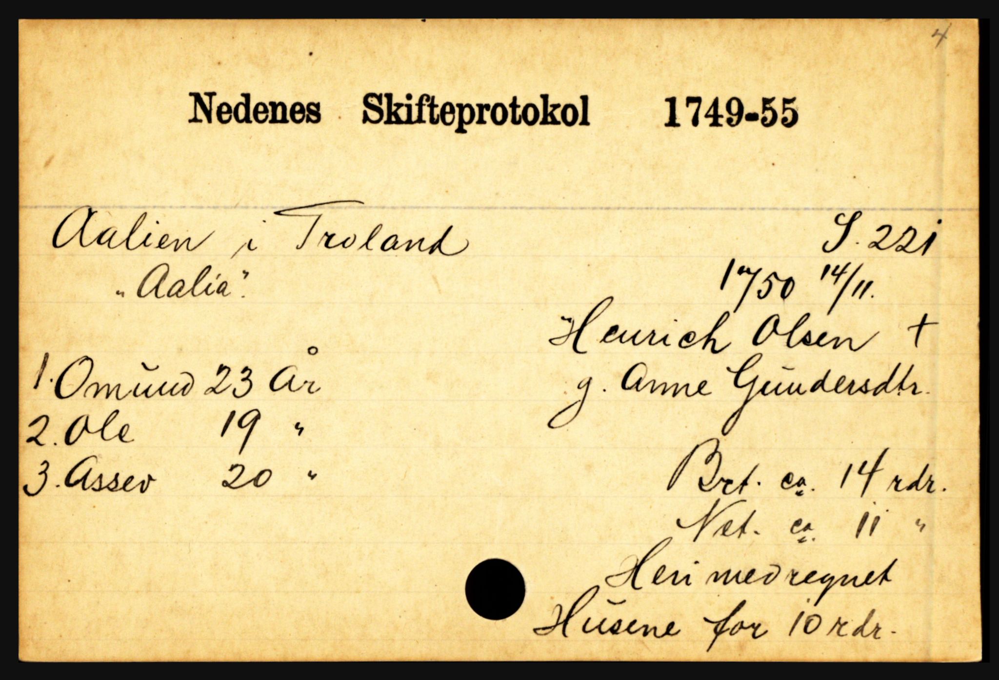 Nedenes sorenskriveri før 1824, AV/SAK-1221-0007/H, p. 34765