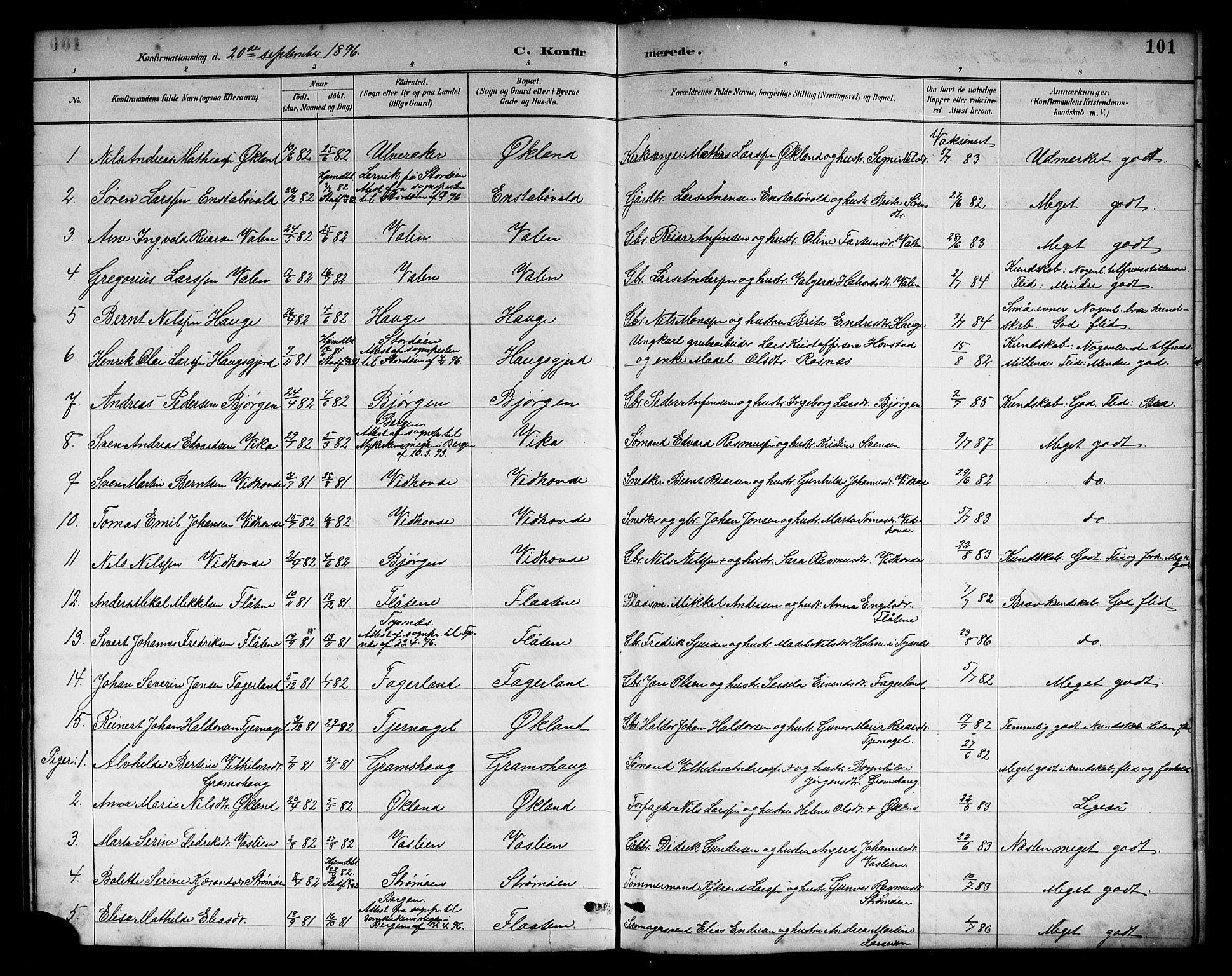 Sveio Sokneprestembete, AV/SAB-A-78501/H/Hab: Parish register (copy) no. B 2, 1887-1911, p. 101