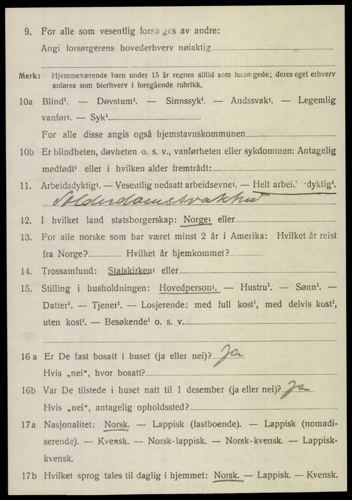 SAT, 1920 census for Nordvik, 1920, p. 1449