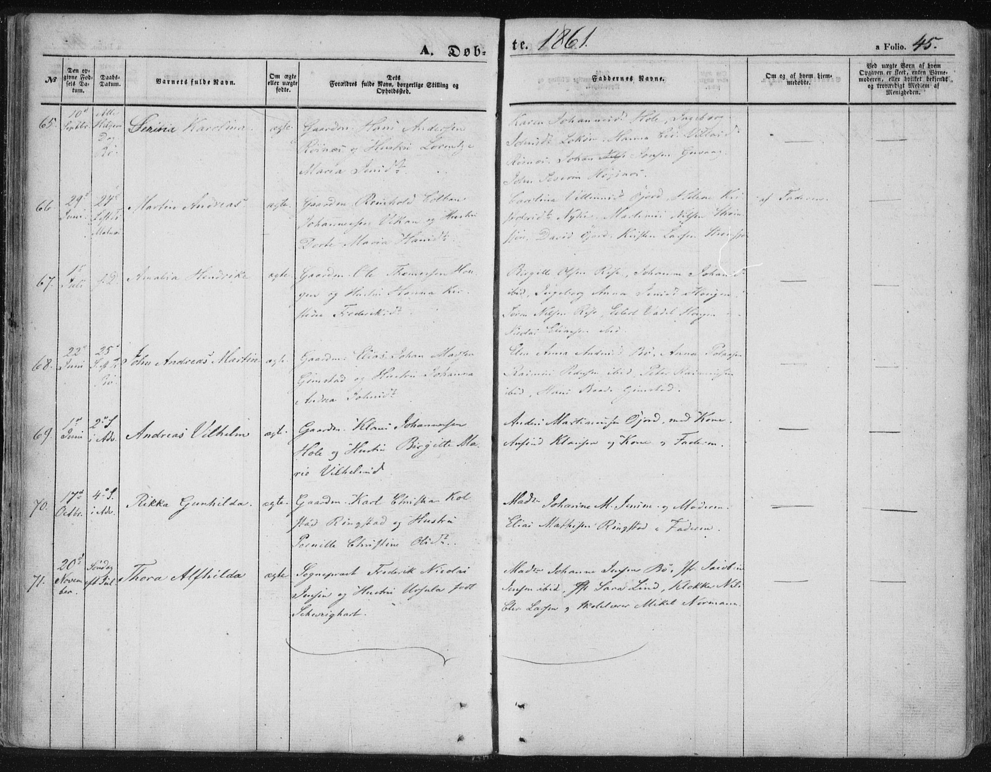 Ministerialprotokoller, klokkerbøker og fødselsregistre - Nordland, AV/SAT-A-1459/891/L1300: Parish register (official) no. 891A05, 1856-1870, p. 45