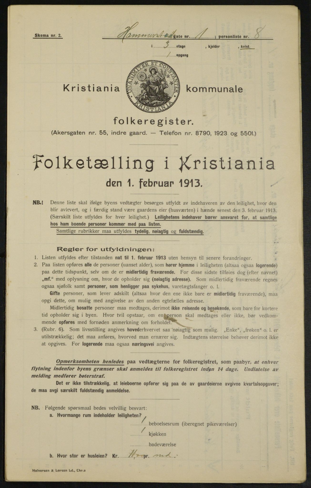 OBA, Municipal Census 1913 for Kristiania, 1913, p. 34583