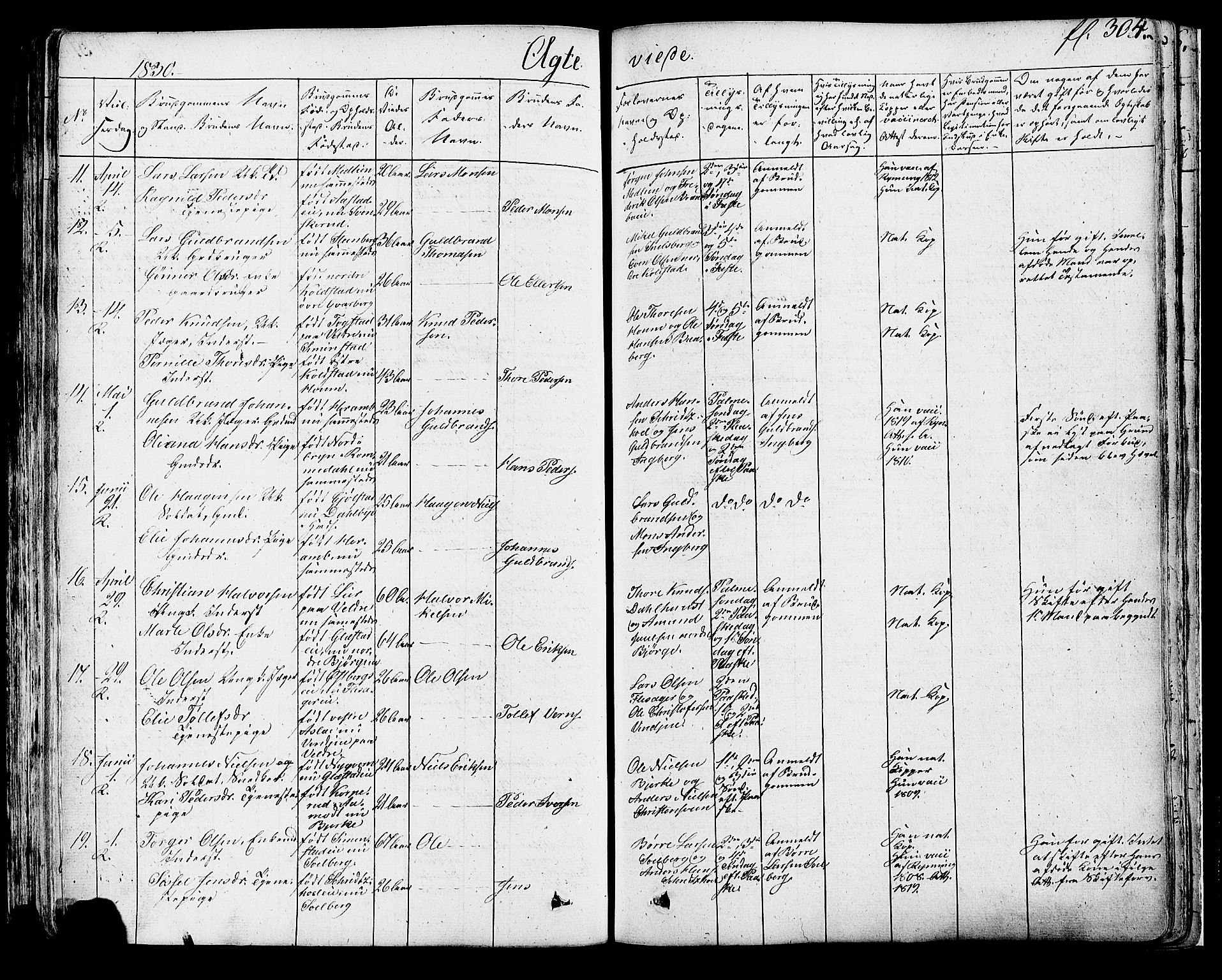 Ringsaker prestekontor, AV/SAH-PREST-014/K/Ka/L0007: Parish register (official) no. 7A, 1826-1837, p. 304