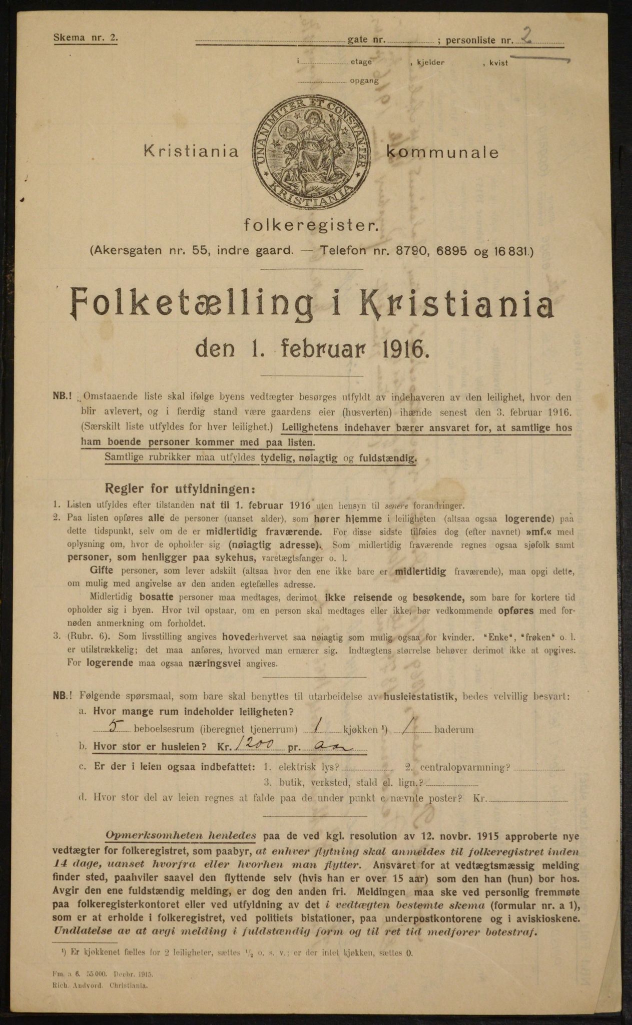 OBA, Municipal Census 1916 for Kristiania, 1916, p. 116623