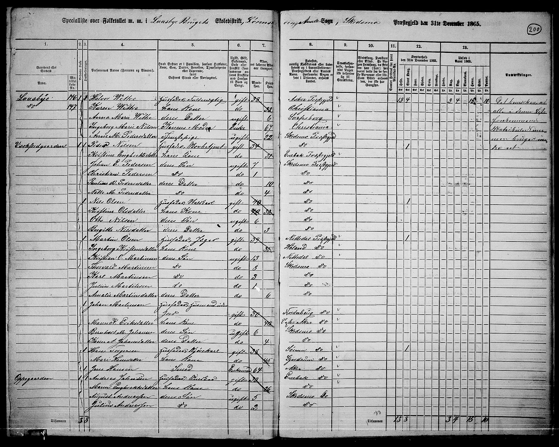 RA, 1865 census for Skedsmo, 1865, p. 173