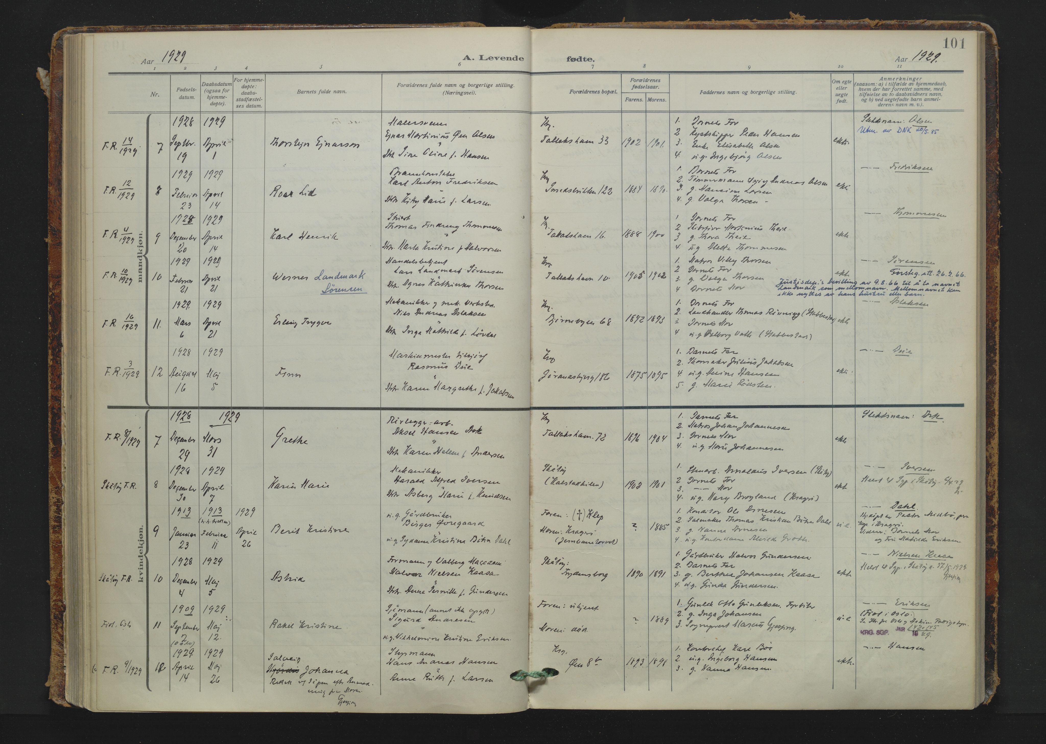 Kragerø kirkebøker, AV/SAKO-A-278/F/Fa/L0014: Parish register (official) no. 14, 1915-1945, p. 101