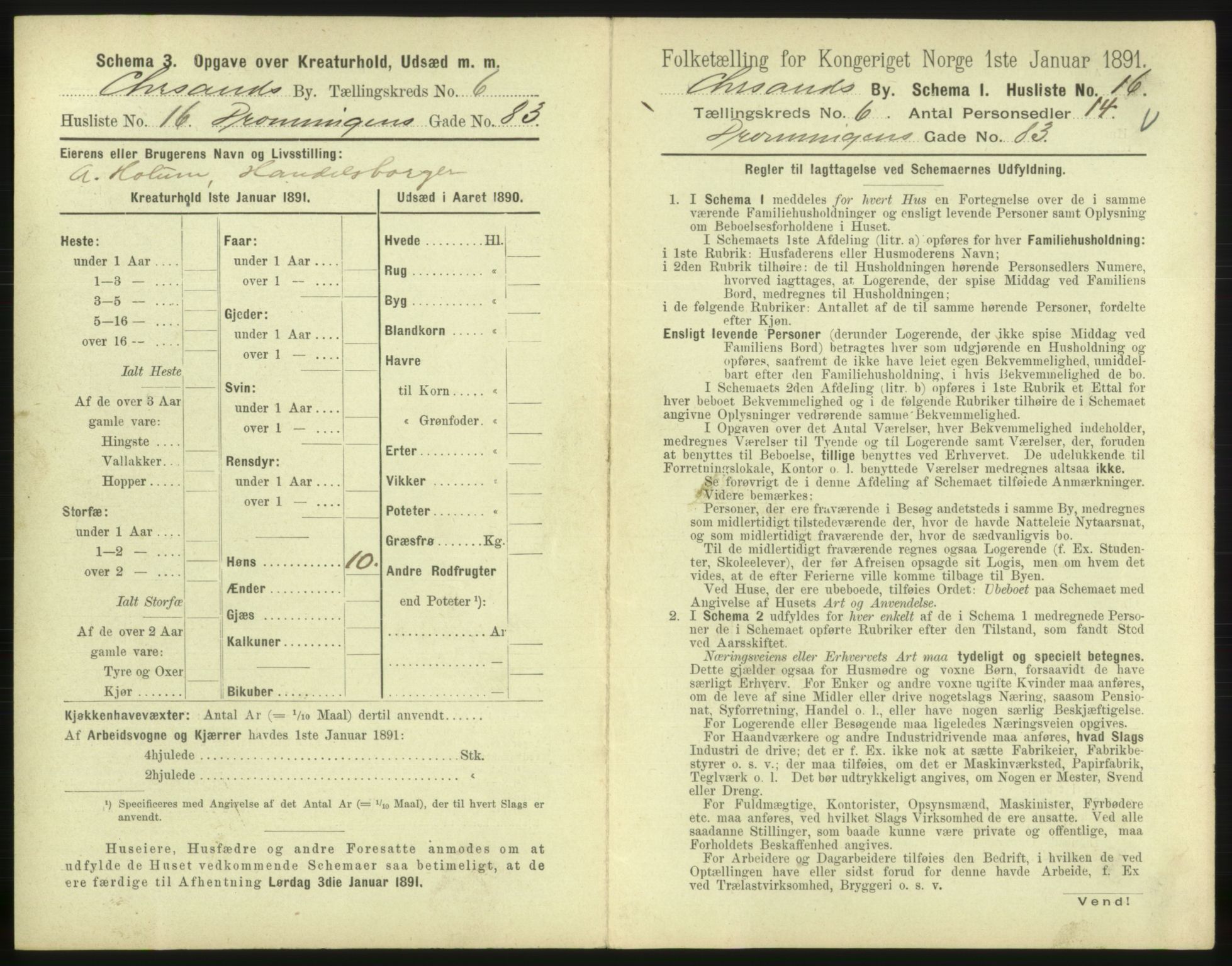 RA, 1891 census for 1001 Kristiansand, 1891, p. 552