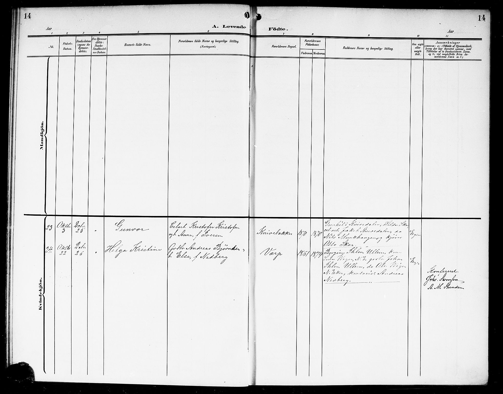 Eiker kirkebøker, SAKO/A-4/G/Gb/L0005: Parish register (copy) no. II 5, 1901-1923, p. 14